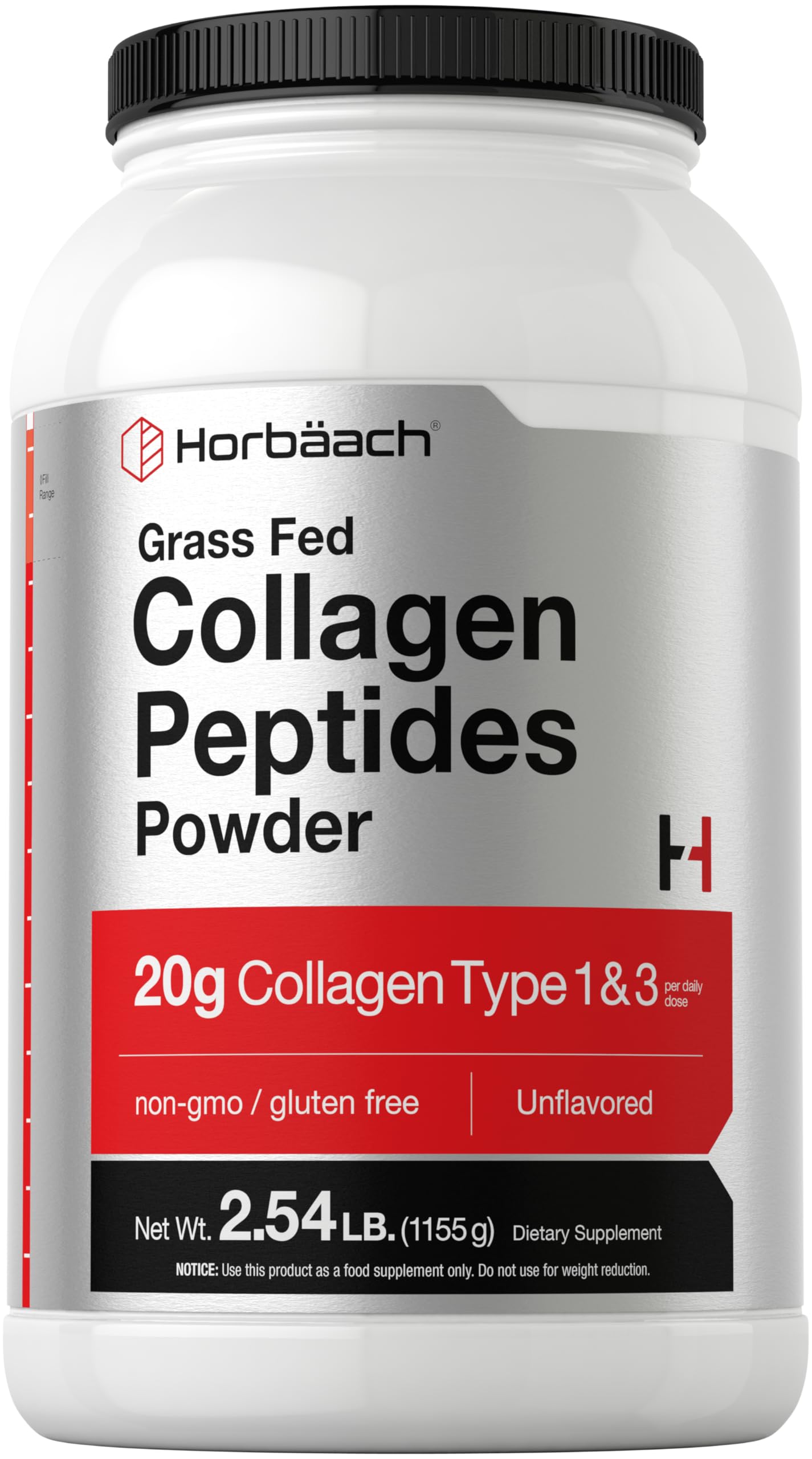 Horbaach Collagen Peptides Powder 40 oz | Unflavored | Type 1 and 3 Protein Collagen | Keto and Paleo Supplement | Grass Fed, Non-GMO, Gluten Free