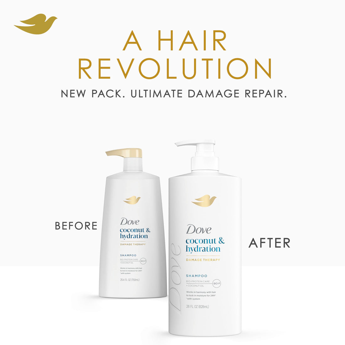 Dove Shampoo Coconut & Hydration for Dry Hair with Bio-Protein Care Technology and Coconut Oil 28 Fl Oz