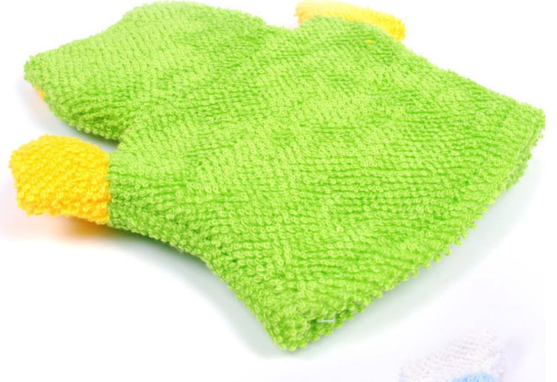 Bath and Shower Loofah Sponge For Kids,Non-toxic,Skin-friendly Soft Terry Cloth Bath Puppet,Wash Cloth,Bath Mitt,Bath Mitt,Terry Cloth Bath Mitt Set of 3,Cute Face Design(Cartoon Rabbit/Duck/Bear)