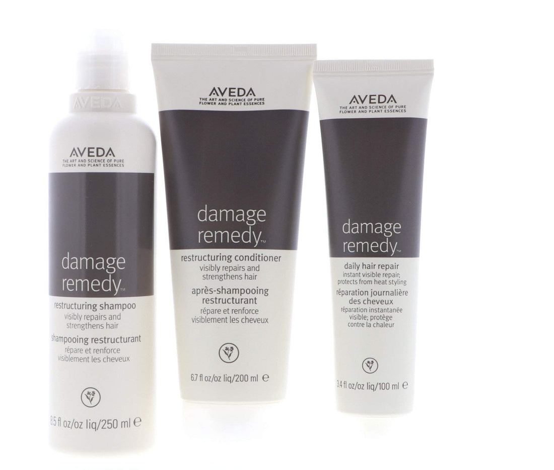 Aveda Damage Remedy Shampoo 8.5 oz & Conditioner 6.7oz & Daily Hair Repair 3.4 Set