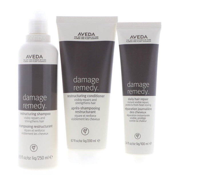Aveda Damage Remedy Shampoo 8.5 oz & Conditioner 6.7oz & Daily Hair Repair 3.4 Set