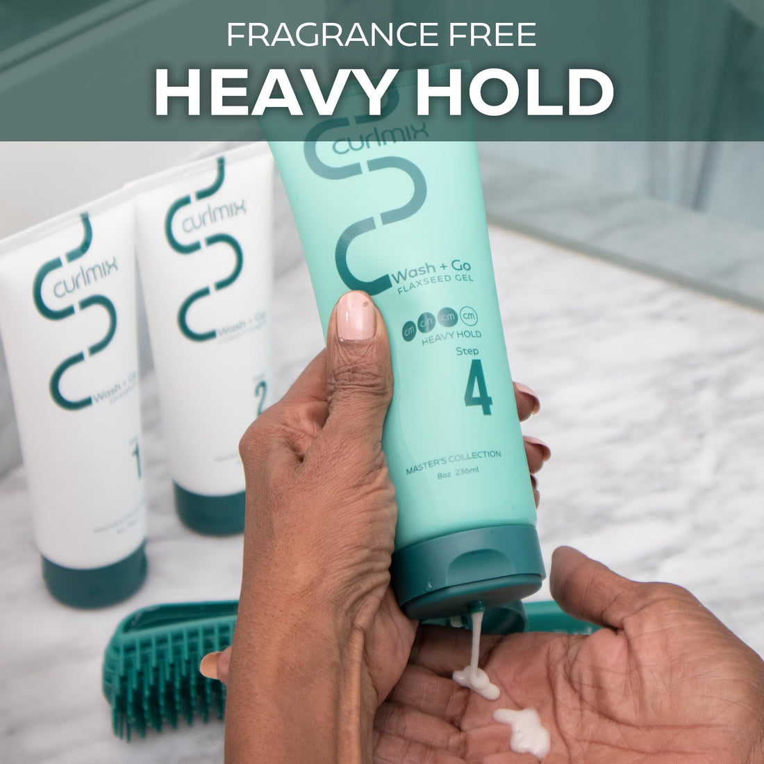 CurlMix Wash & Go System - Travel Size Sample Curly Hair Shampoo & Conditioner Set with Moisturizer & Flaxseed Gel - Fragrance Free - Heavy Hold