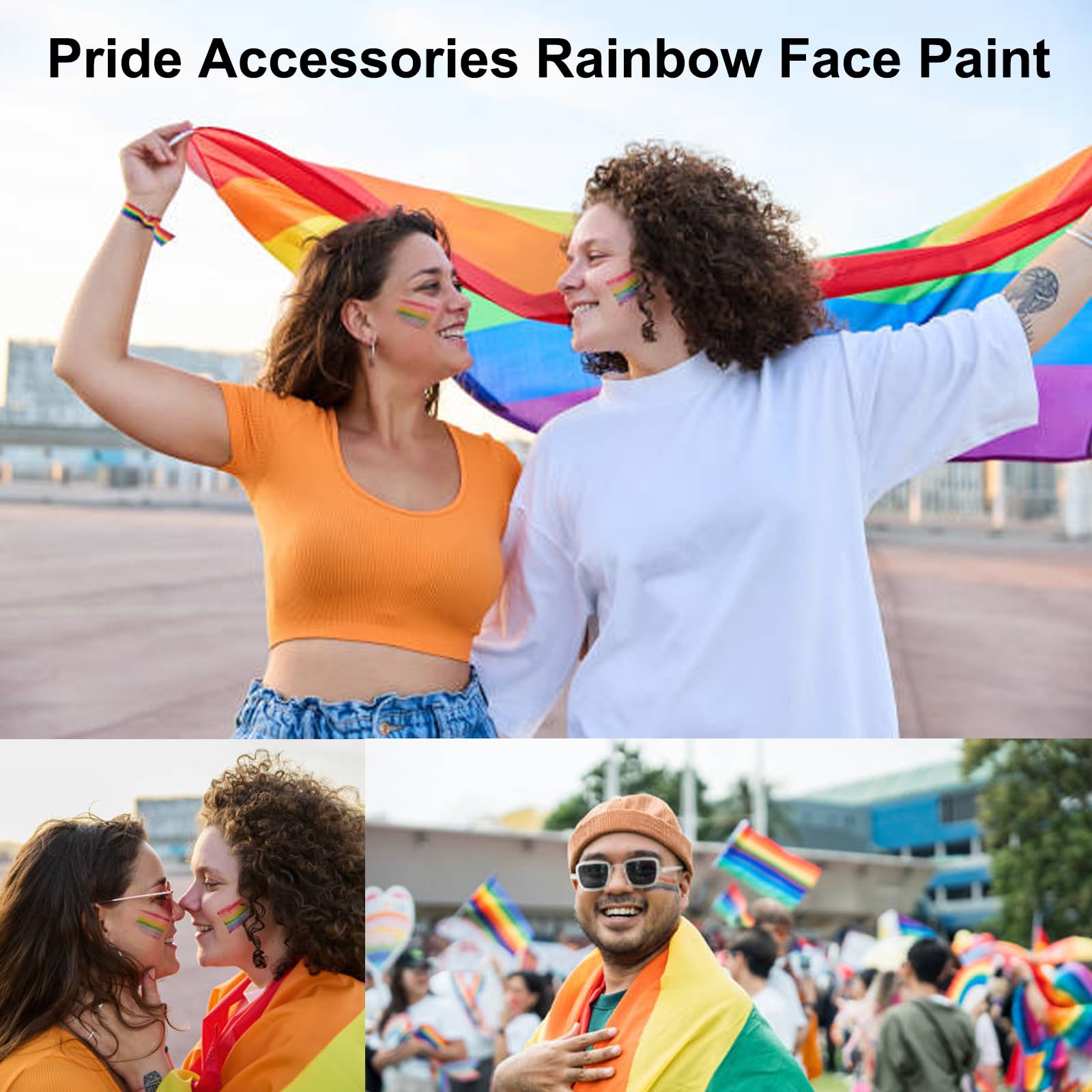 MEICOLY Water Activated Eye Liner 14 Colors,Neon UV Pride Rainbow Face Paint,7 Cakes Duo Color Water Activated Eyeliner,Halloween Hydra Liner,Matte Graphic Eyeliner,Glow Blacklight Body Paint