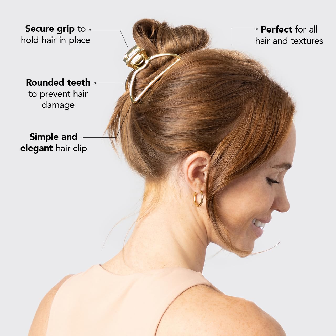 Kitsch Metal Claw Hair Clip Large Hair Accessory for Women, 3 Inches Wide (Open Shape Claw Clip, Gold)