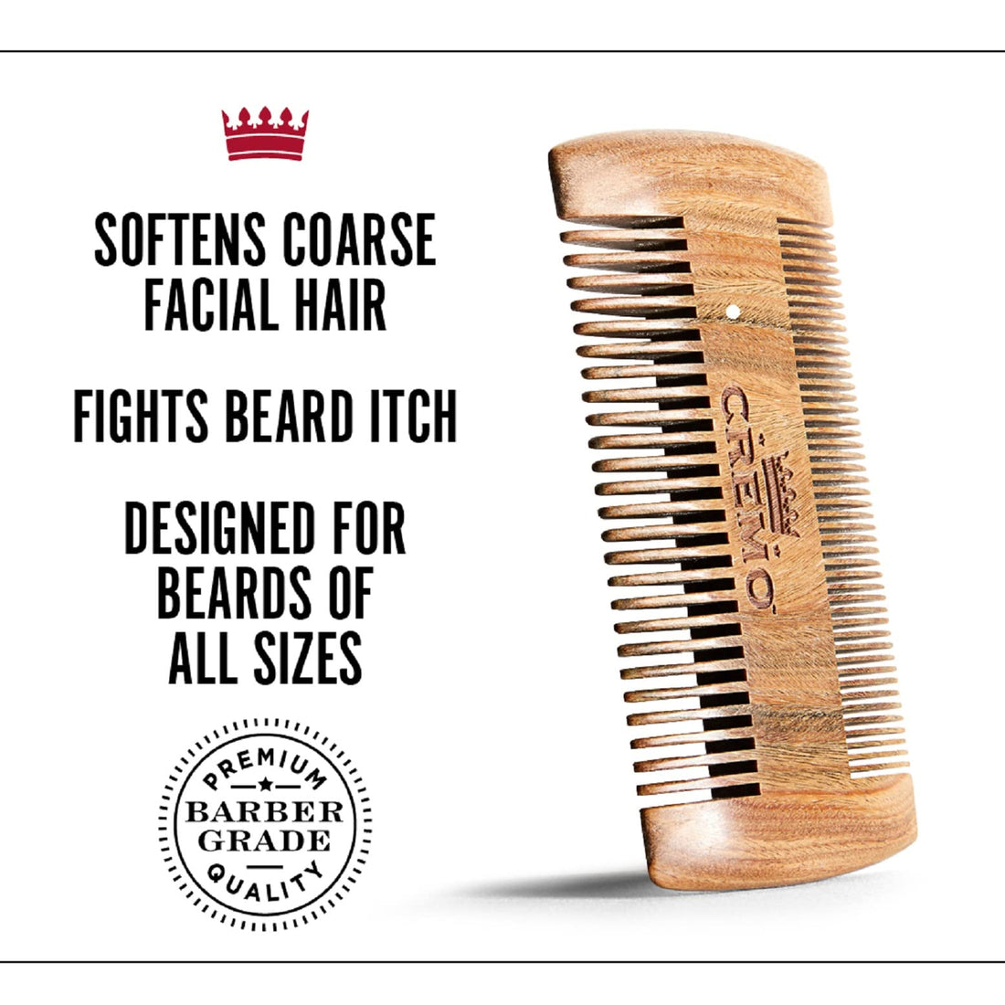 Cremo Dual-Sided 100% Sandalwood Beard Comb That Is Static Free And Won't Pull Or Snag Facial Hair
