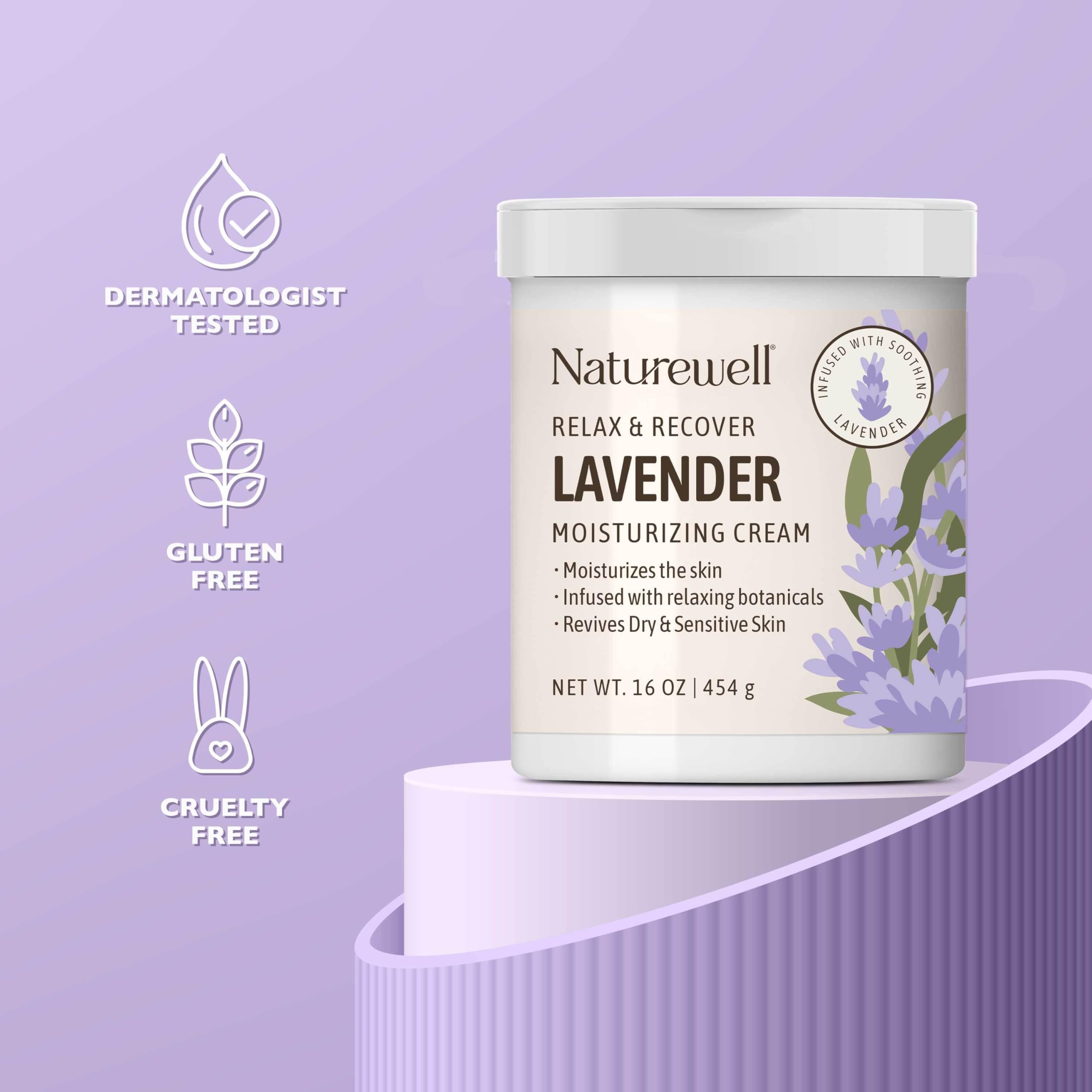 NATURE WELL Lavender Smooth & Soften Moisturizing Cream For Face, Body, & Hands, Calming & Soothing, Infused With Natural Oils & Extracts, Restores Skin Moisture Barrier (16 Ounce (Pack of 1))