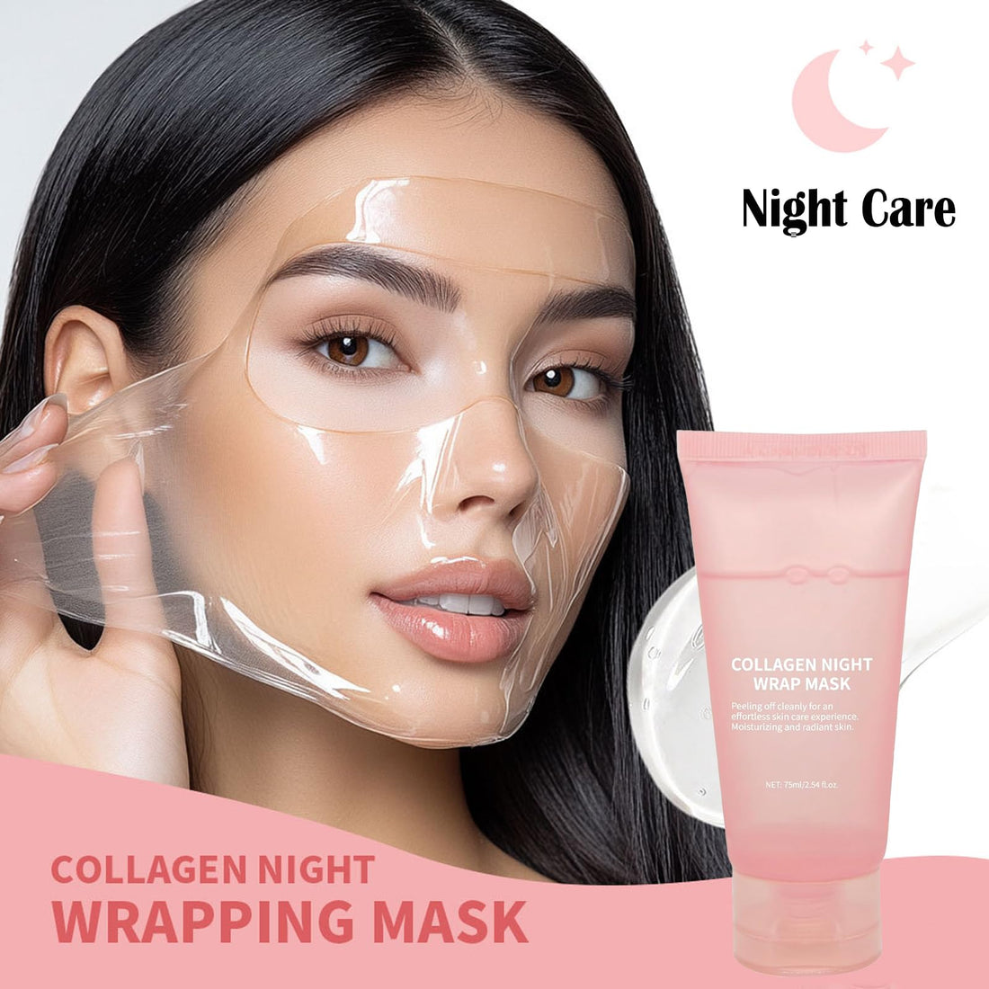 Ueseinl Collagen Overnight Wrapping Mask Peel Off Collagen Face Mask, Hydrates & Firming Korean Overnight Collagen Facial Hydrogel Masks For Glass Skin