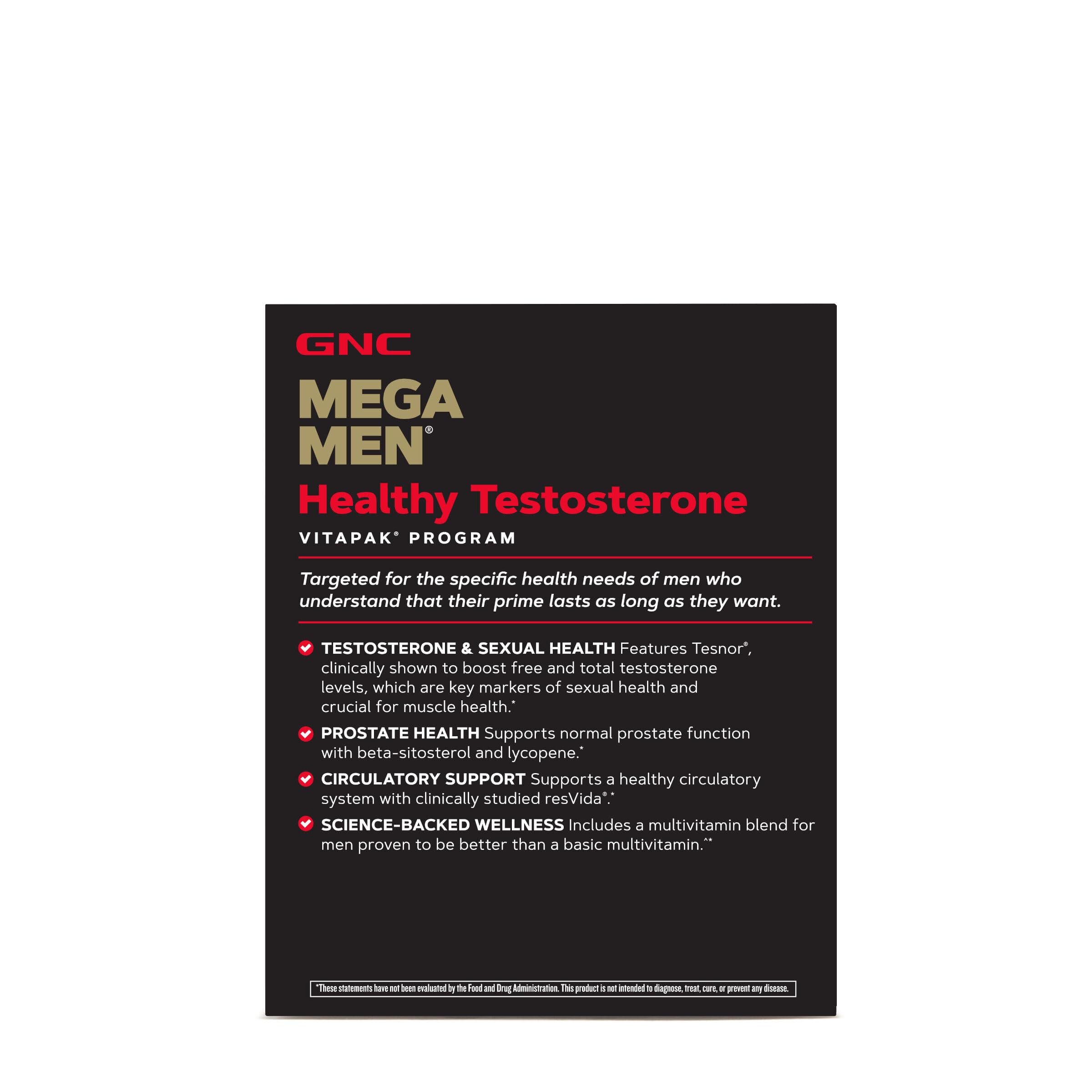 GNC Mega Men Healthy Testosterone Vitapak Program | 30 Servings