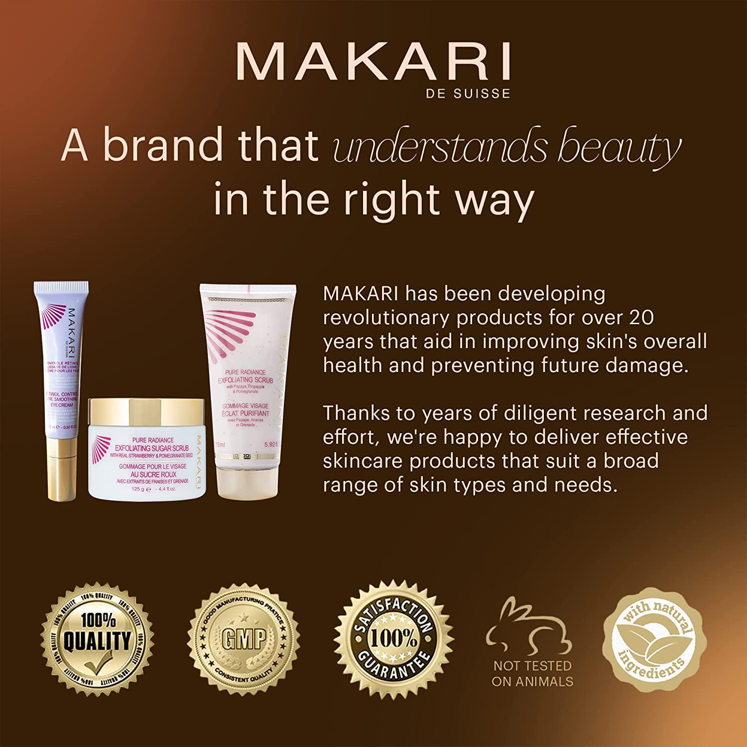Makari Pure Radiance Exfoliating Face Scrub (5.92 fl oz) | Exfoliating Body Scrub | Skin Care Hand and Body Exfoliator with Papaya, Pineapple and Pomegranate Exfoliant