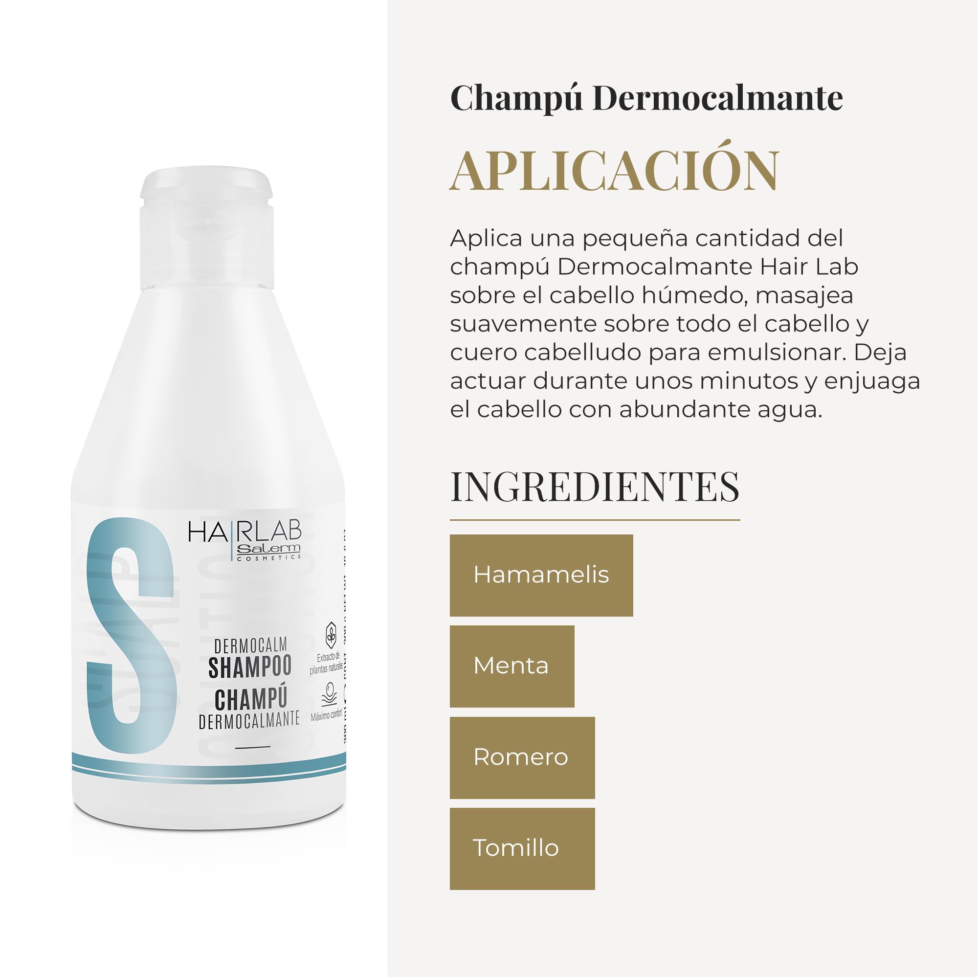 SALERM - Shampoo for Sensitive Scalp - Soothing Shampoo Hair Lab - 300 ml - with Witch Hazel, Rosemary, Mint, and Thyme - Gentle and Delicate Cleansing - Paraben-Free