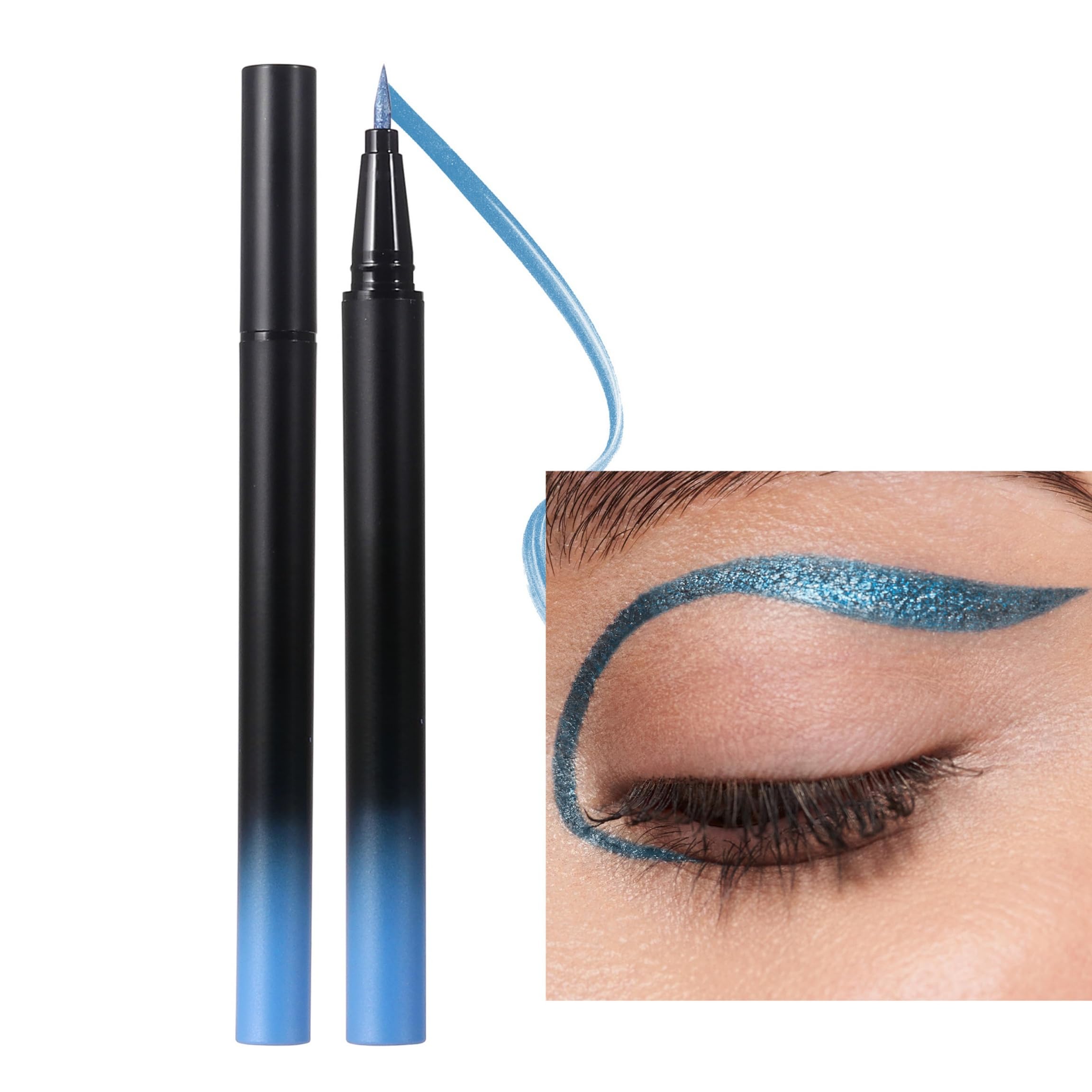 ONarisae liquid eyeliner waterproof metallic satin finish ink eyeliner pen long lasting high pigmented Sky Blue