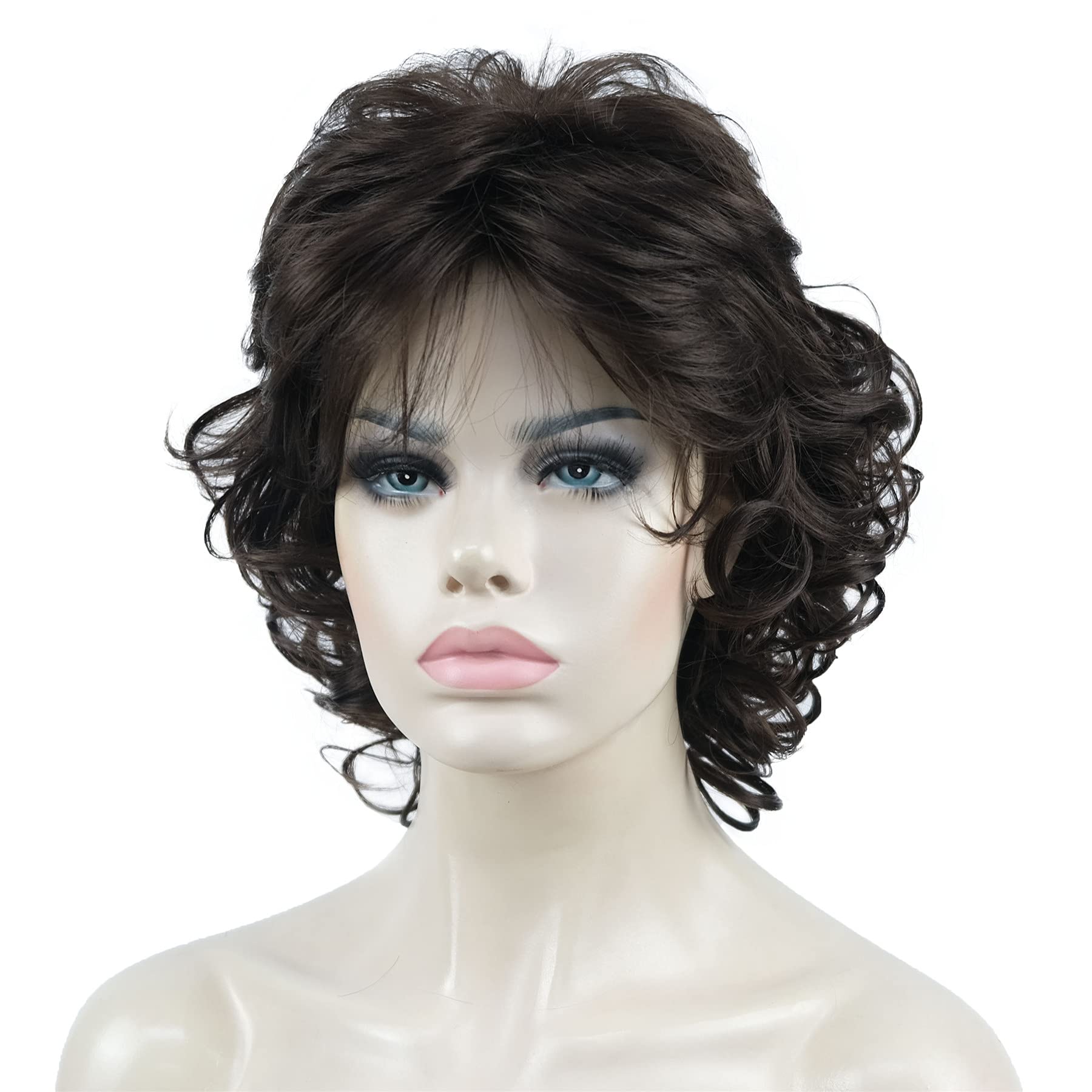 #6-Chestnut Brown: Aimole Short Chestnut Brown Curly Wig Synthetic Hair Women'S Full Wigs #6