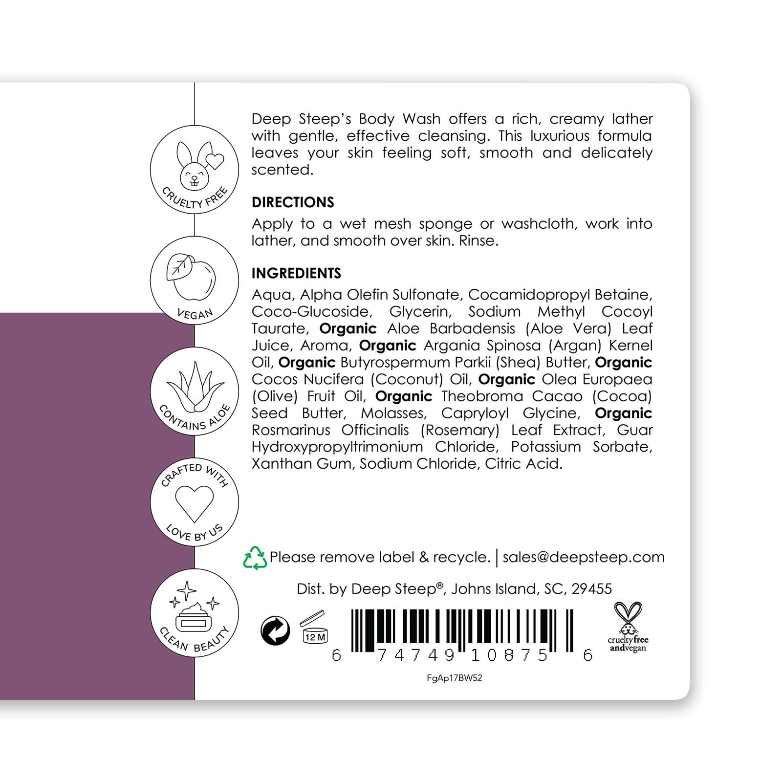 Deep Steep Argan Oil Body Wash, Fig Apricot, 17 Ounce