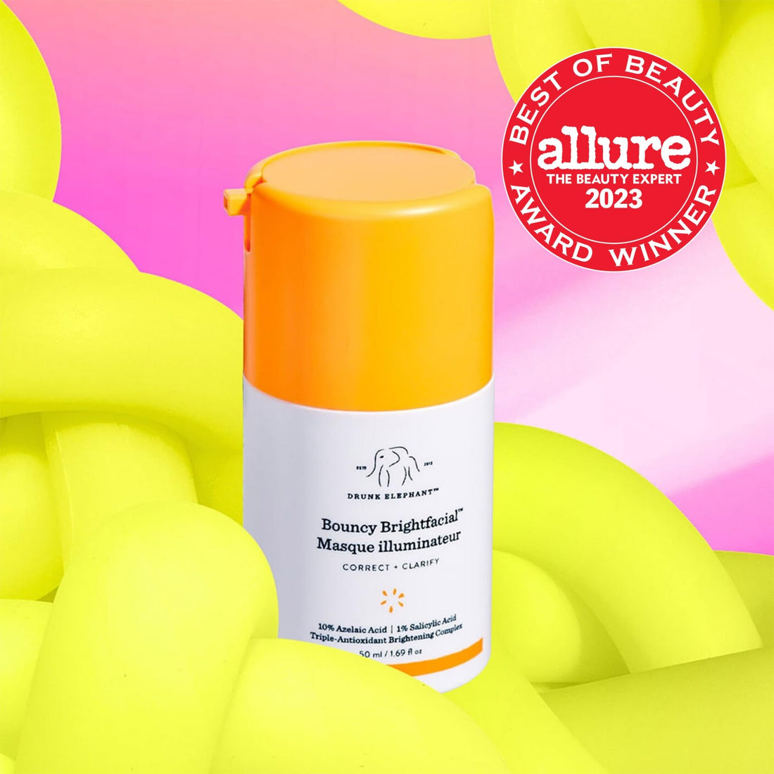 Drunk Elephant Bouncy Brightfacial - 50 ml/1.69 fl oz - Illuminating Face Mask - Clean Clinical Skincare - Cruelty-Free - Dermatologist-Tested - Free of Essential Oils, Silicones, and Fragrance