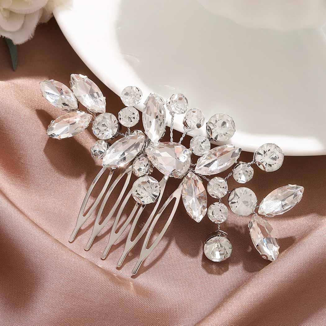 Catery Crystal Bride Wedding Hair Comb Hair Accessories with Rhinestone Bridal Side Combs for Women and Girls