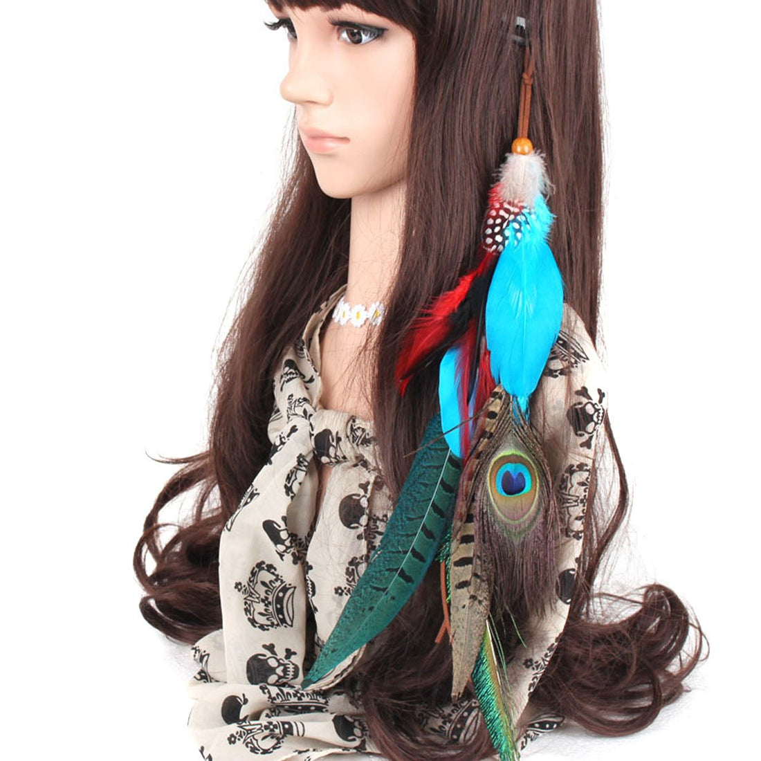 Suoirblss 1 Pc Handmade Boho Hippie Hair Extensions with Feather Clip Comb Hairpin Headdress DIY Accessories for Girls Women Lady
