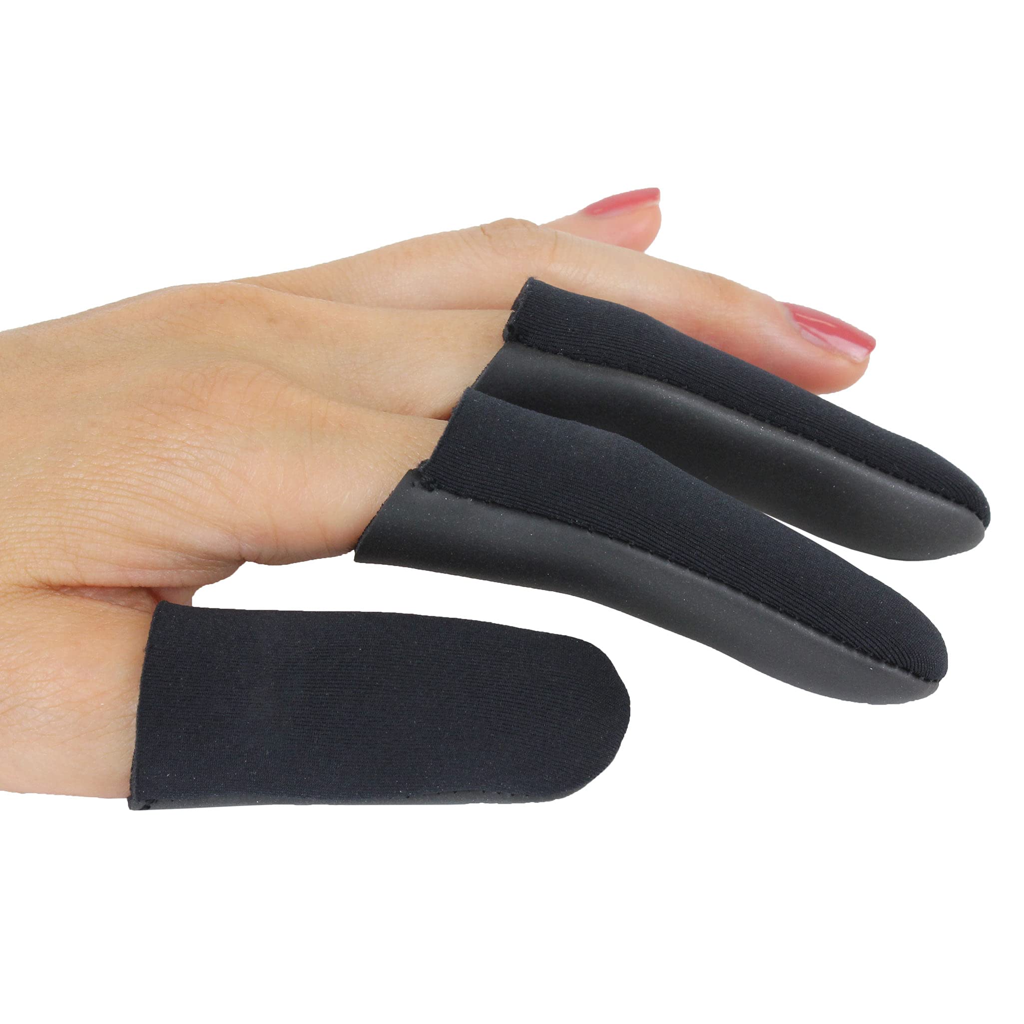 JATAI Heat Shield - Professional High Heat Resistant Finger Protection Guards for Curling and Flat Irons, Wands, Blow Dryers - 3pc (Thumb & 2 Fingers) (S/M - thumb 3/4 (2cm) wide or less, Black)