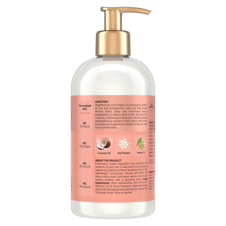 SheaMoisture Curl & Shine Conditioner 4 Count Coconut & Hibiscus, for Thick, Curly Hair to Moisturize & Soften, 13 oz