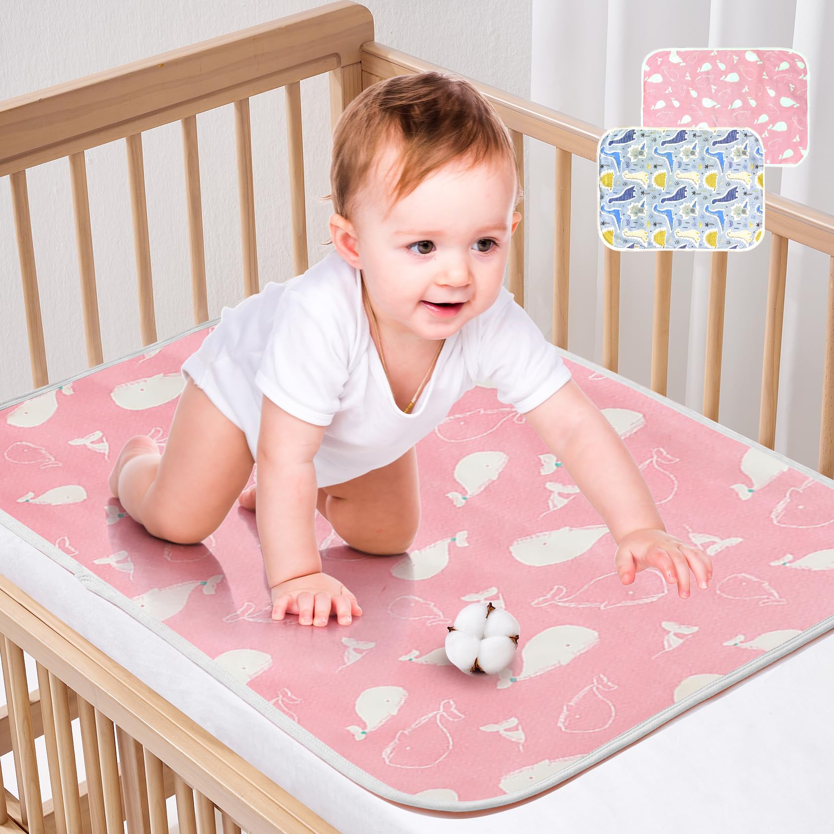 2 Pcs Baby Diaper Changing Pad, Maveek 19.7'' X 27.6'' Newborns Waterproof Diaper Pad Reusable Nappy Multi Function Washable Mat for Home and Outdoor(Pink&Blue)