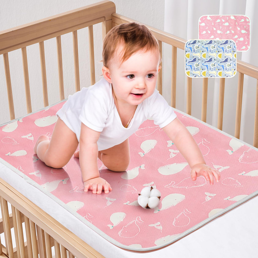 2 Pcs Baby Diaper Changing Pad, Maveek 19.7'' X 27.6'' Newborns Waterproof Diaper Pad Reusable Nappy Multi Function Washable Mat for Home and Outdoor(Pink&Blue)