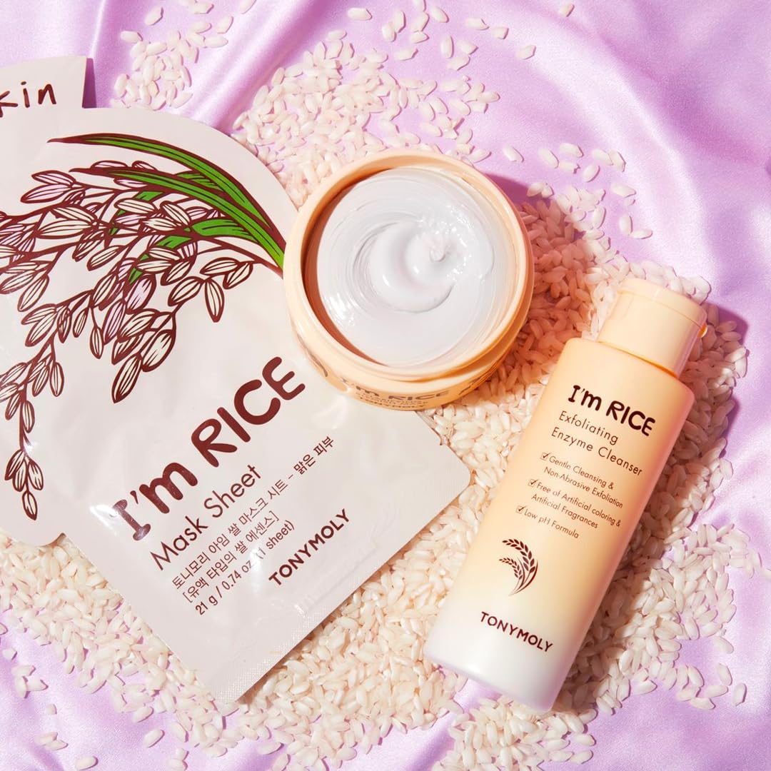 TONYMOLY I'm Rice Clarifying Blemish Clay Mask, Korean Face Mask, Easter Basket Stuffer, Facial Mask Detoxifiies, Reduces Redness & Soothes Irritated Skin, Kaolin Clay & Fermented Rice, 100ml
