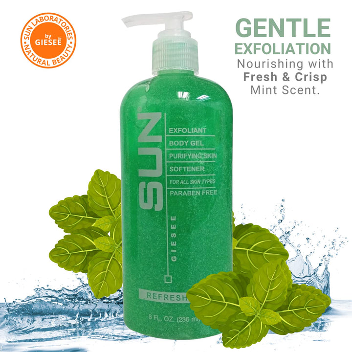 Sun Labs Unscented Exfoliating Body Scrub With Loofah Sponge Mitt for Soft Skin - 8 fl. oz. Bottle