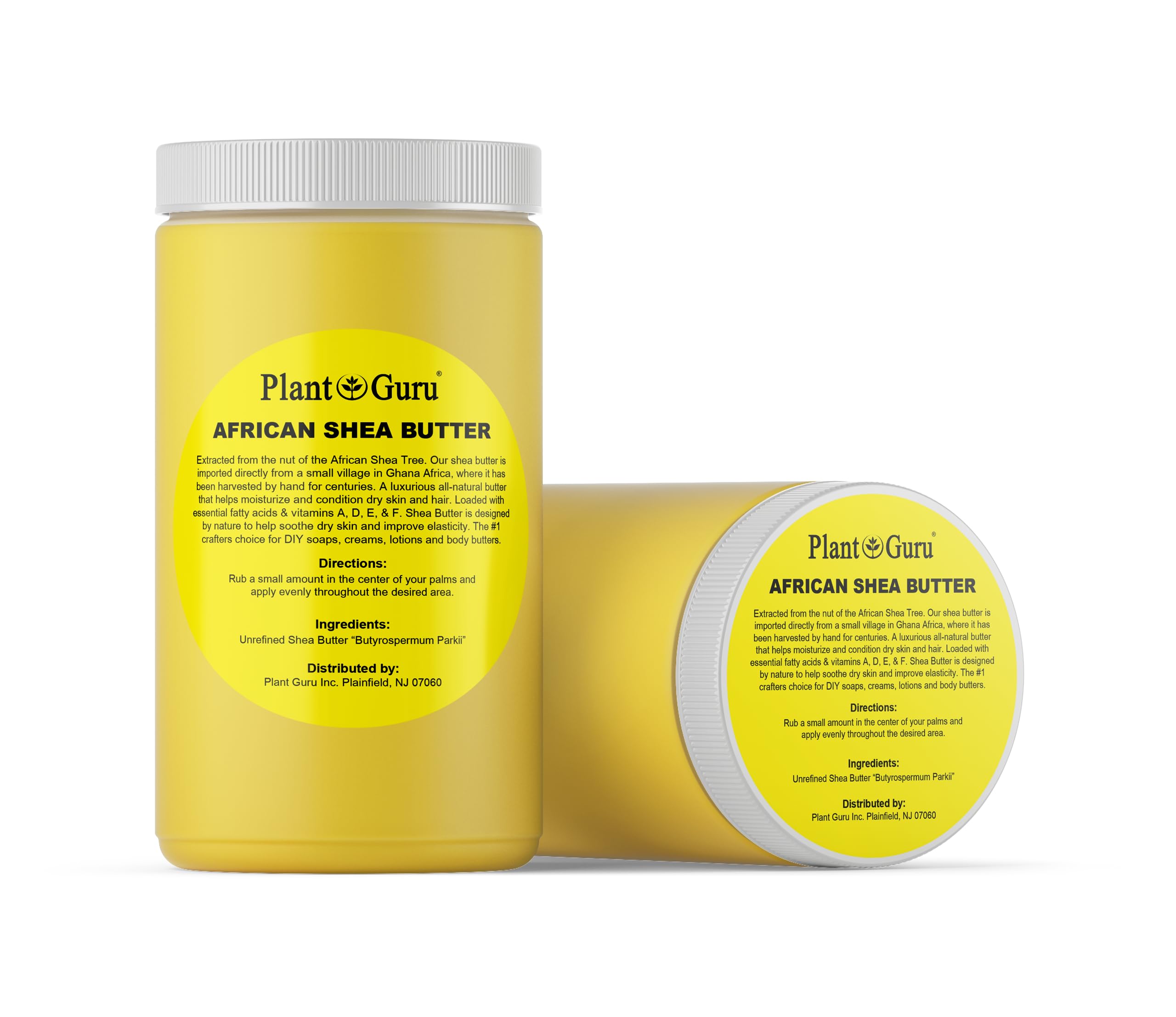 Raw African Shea Butter 32 oz. / 2 lbs. Jar Bulk 100% Pure Natural Unrefined YELLOW - Ideal Moisturizer For Dry Skin, Body, Face And Hair Growth. Great For DIY Soap and Lip balm Making.