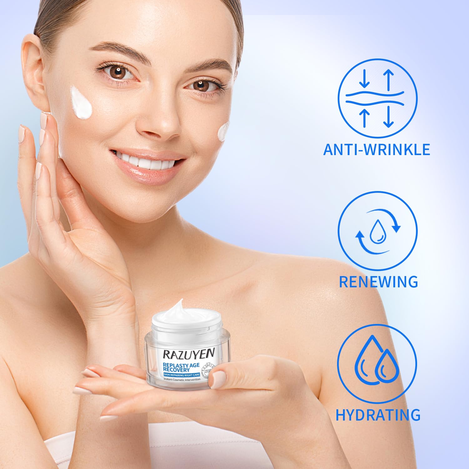 RAZUYEN Anti-Wrinkle Facial Night Cream with 9% Pro-Xylane, Anti-Aging Night Moisturizer for Face Hydrating,Firming and Restoring, Nighttime Skin Care, 1.01 Oz