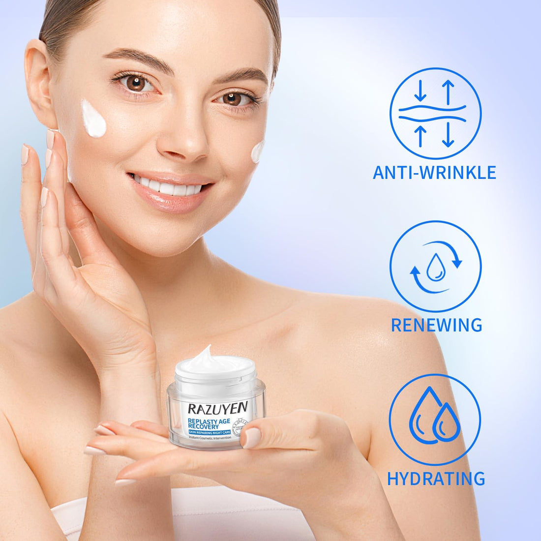 RAZUYEN Anti-Wrinkle Facial Night Cream with 9% Pro-Xylane, Anti-Aging Night Moisturizer for Face Hydrating,Firming and Restoring, Nighttime Skin Care, 1.01 Oz