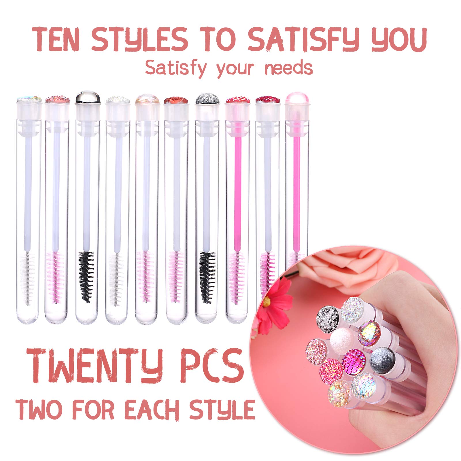 Dming 20pcs Eyelash brush Lash Wand Makeup tool Eyelash Extension supplies Cleaning brush Diamond Mascara (20, mix)