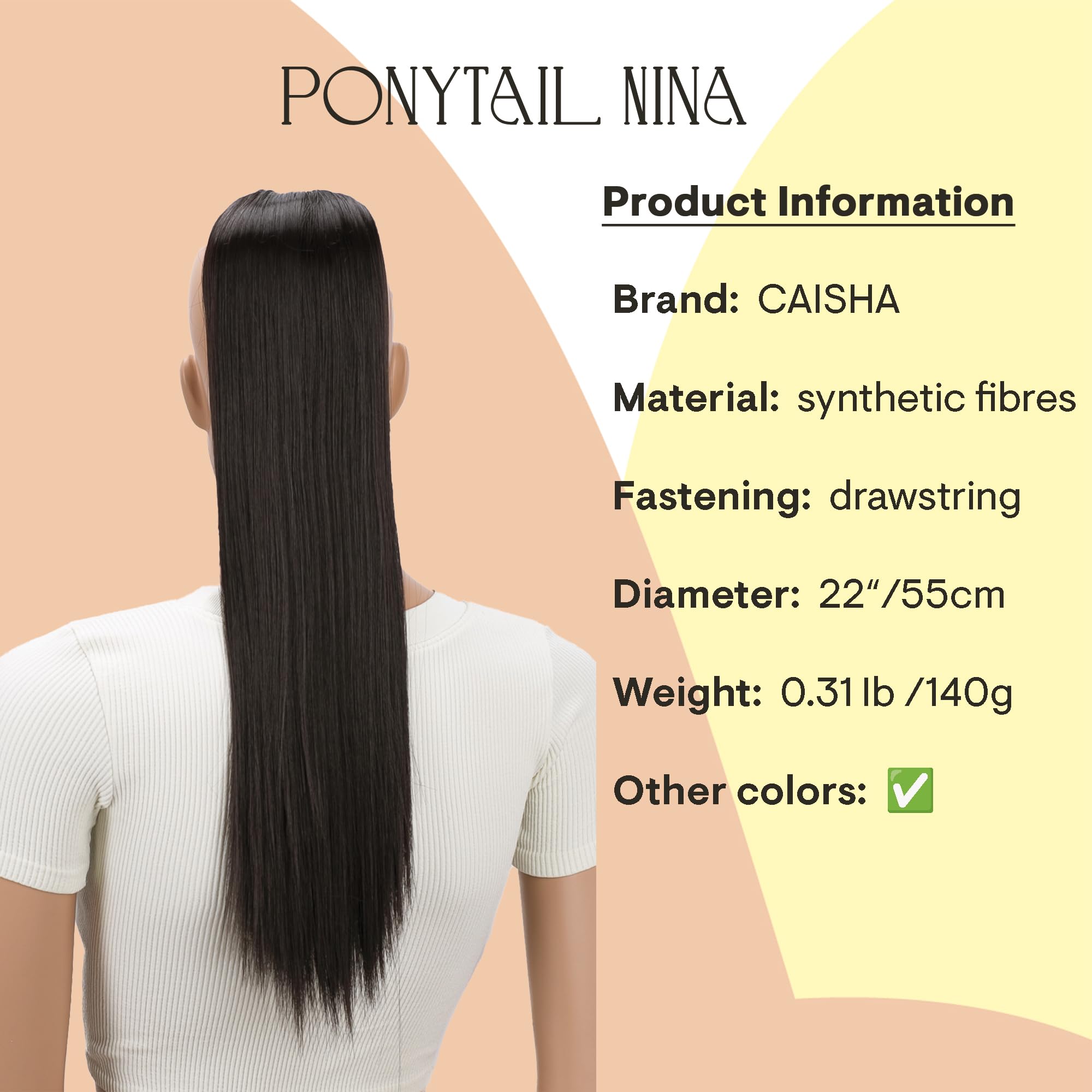 PRTTYSHOP Hair Piece Pony Tail Extension Draw String Voluminous Curly Heat-Resisting 22 cm dark brown # 2 PH502