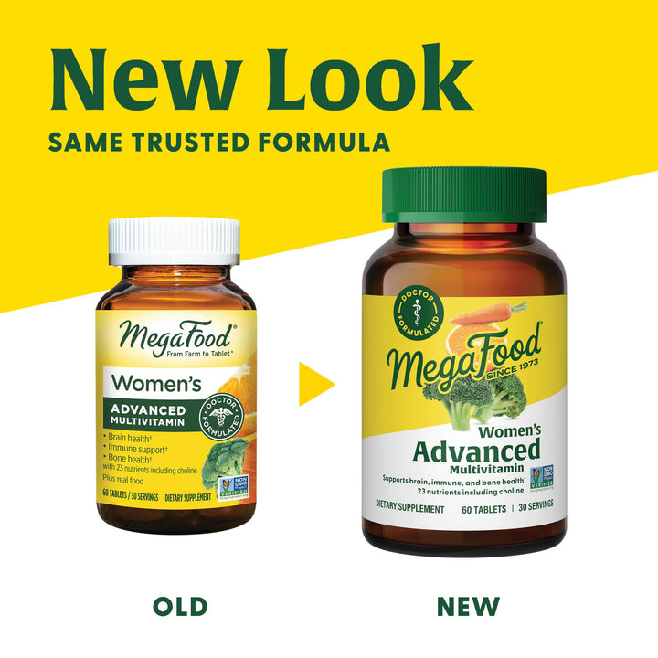 MegaFood Women's Advanced Multivitamin for Women - Doctor-Formulated With Iron, Choline, Vitamin D, Vitamin C & Zinc - Brain Health - Immune Support - Non-GMO - Vegetarian - 120 Tabs (60 Servings)