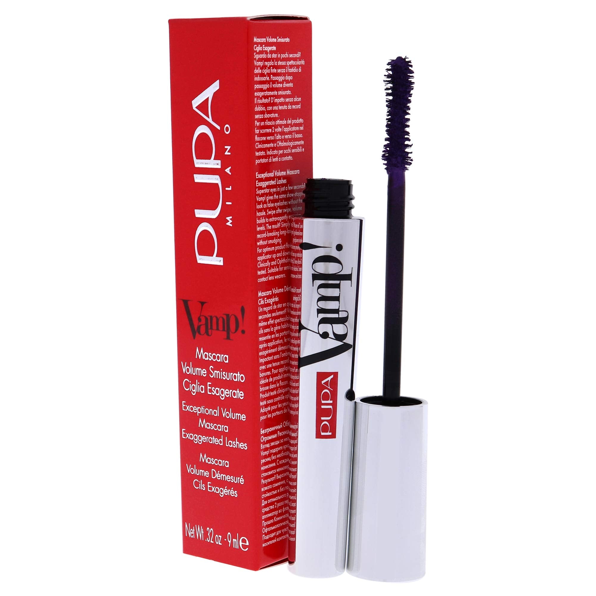 Pupa Milano Vamp! Mascara - Volume Building Revolutionary Performance and Formula - For Thick, Full, Super Dense Lashes with the Dramatic Look of False Lashes - 400 Amethyst Violet - 0.32 Oz
