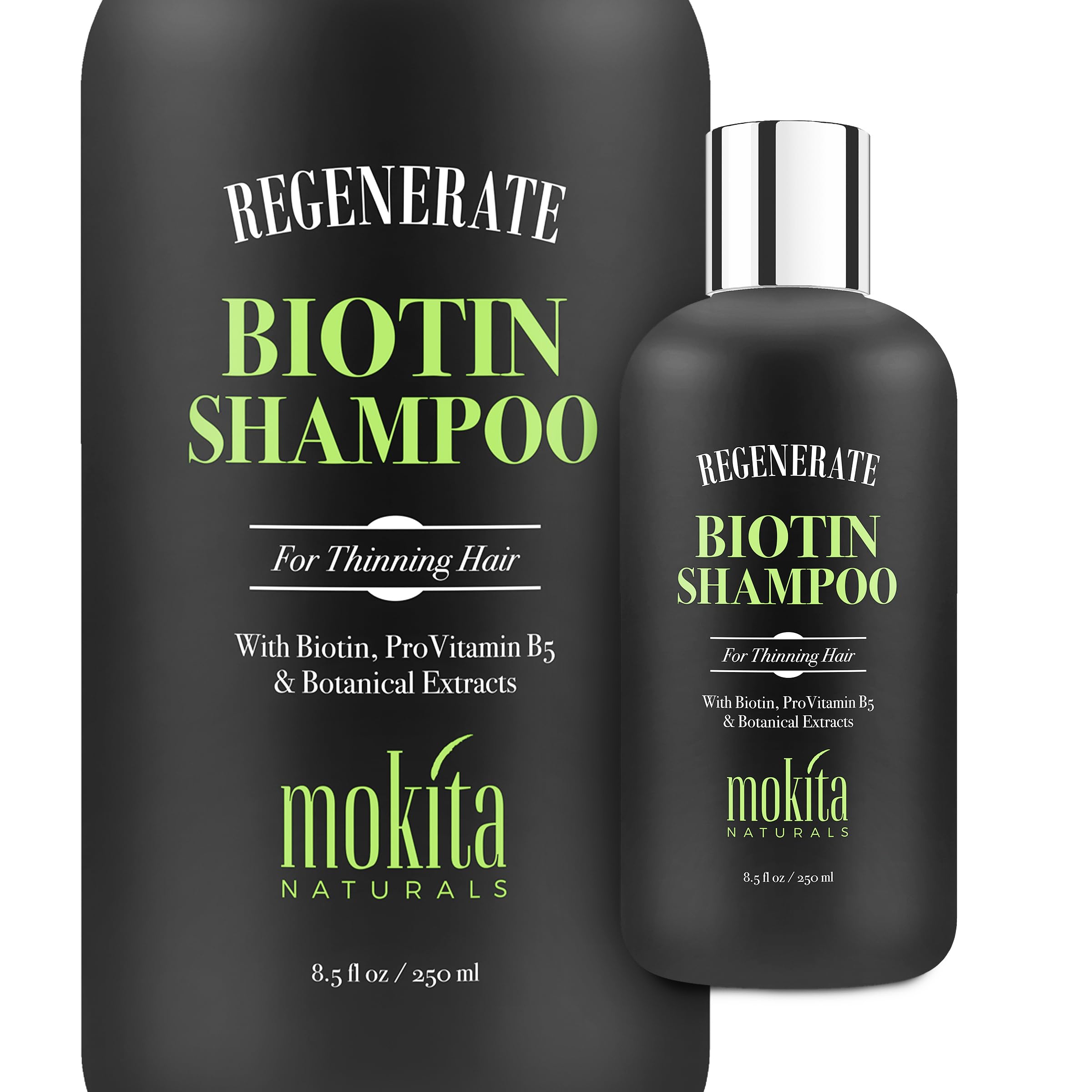 Hair Growth & Volumizing Shampoo 8.5 Oz | Thickening Unisex Shampoo Infused with Biotin, ProVitamin B5 & 7 Botanical Extracts | Thinning, Fine Hair, Hair Loss | Vegan Friendly | Mokita Naturals