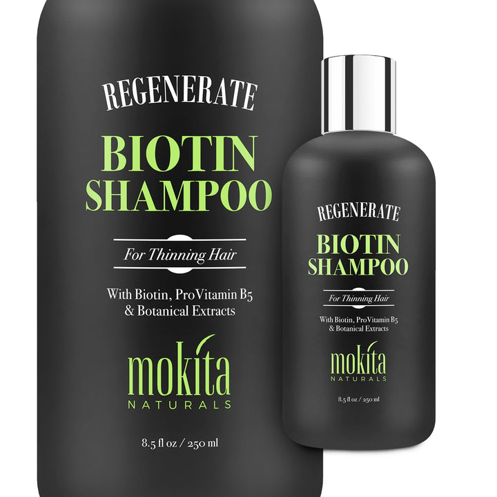 Hair Growth & Volumizing Shampoo 8.5 Oz | Thickening Unisex Shampoo Infused with Biotin, ProVitamin B5 & 7 Botanical Extracts | Thinning, Fine Hair, Hair Loss | Vegan Friendly | Mokita Naturals