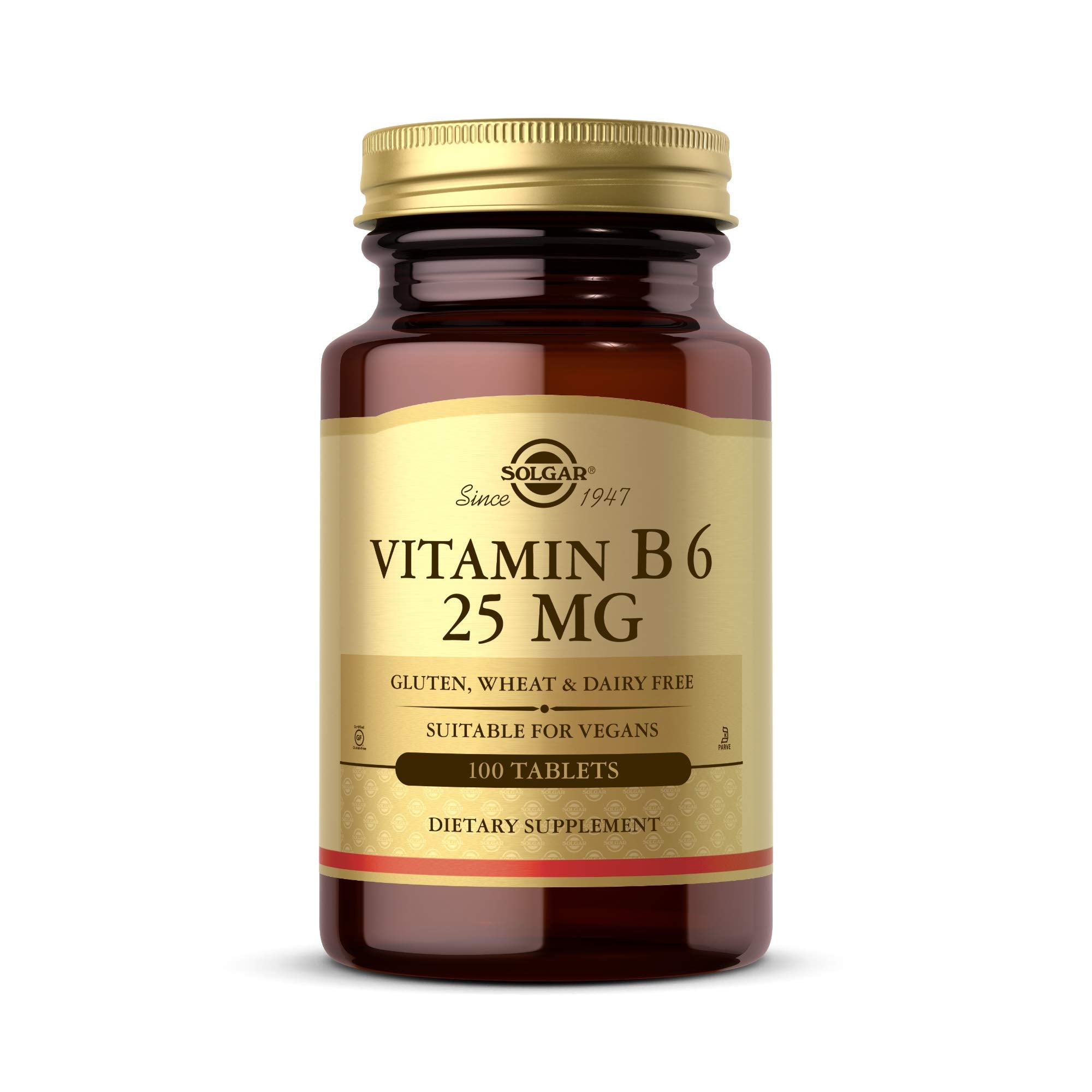 Solgar Vitamin B6 25 Mg, 100 Tablets, 100 Count (Pack of 12)