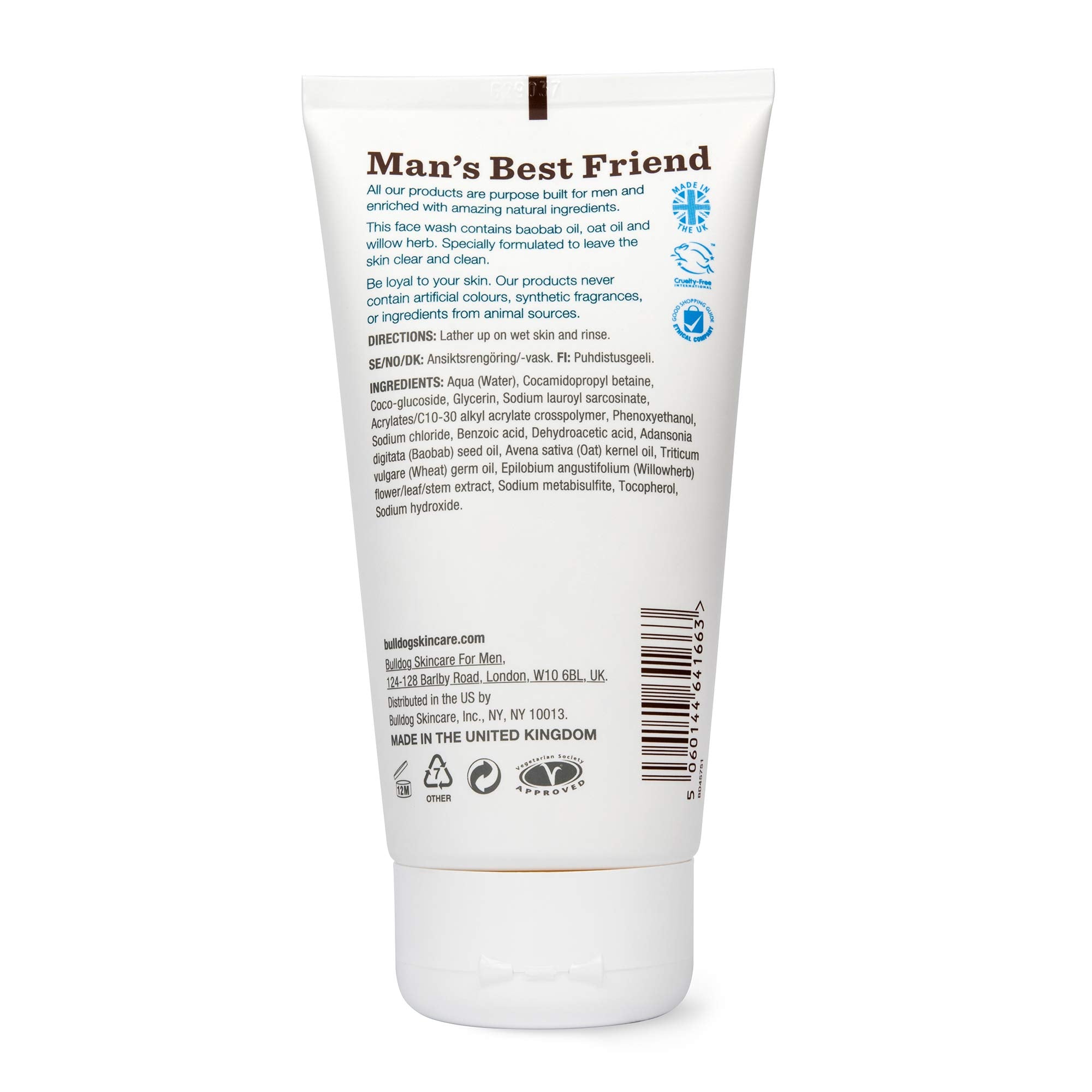 Bulldog Mens Skincare and Grooming Sensitve Face Wash, 5 Ounce