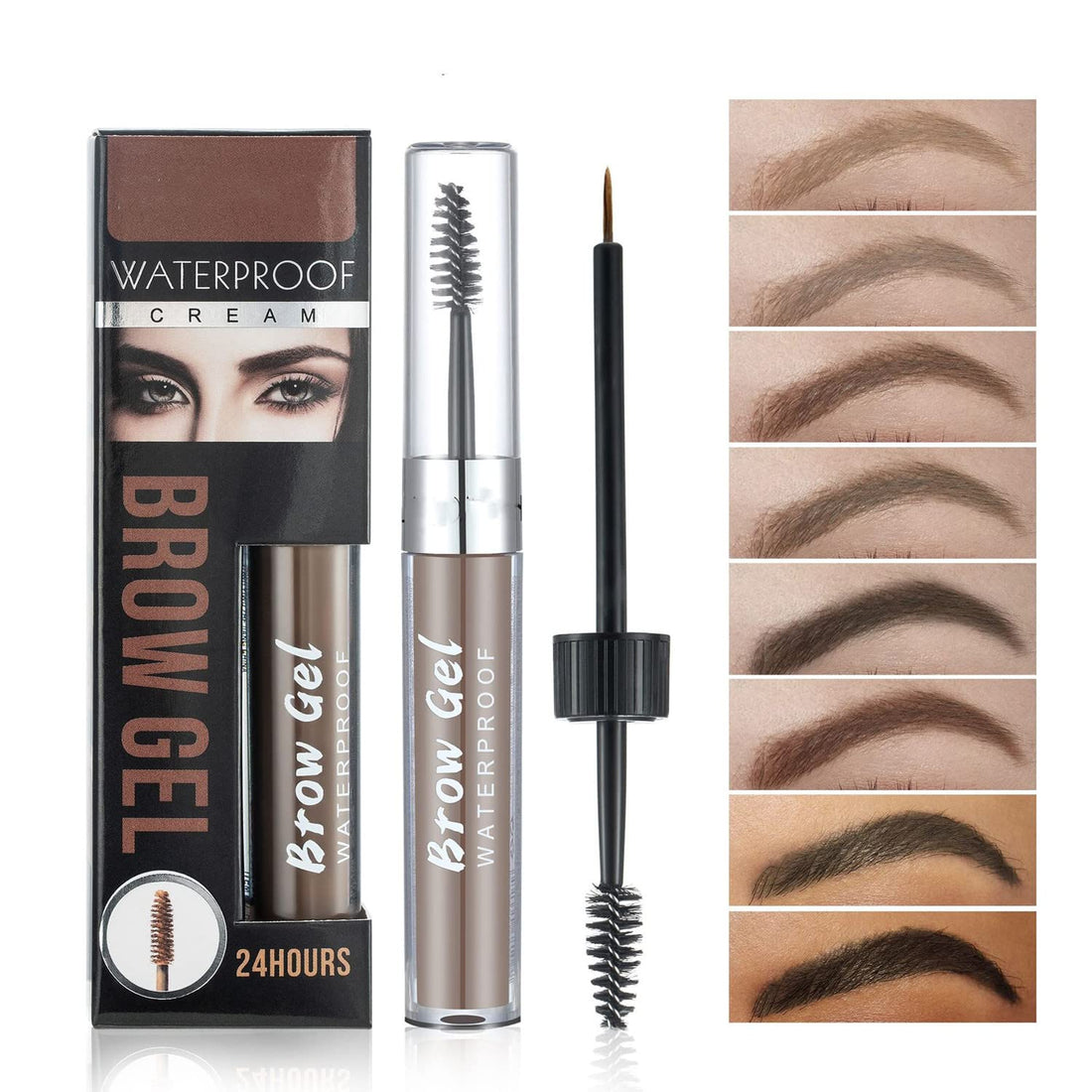 MAEPEOR Waterproof Eyebrow Gel 8 Colors Full-pigmented Long Lasting Liquid Brow Gel for Fuller & Defined Looking (#03 Medium Brown)