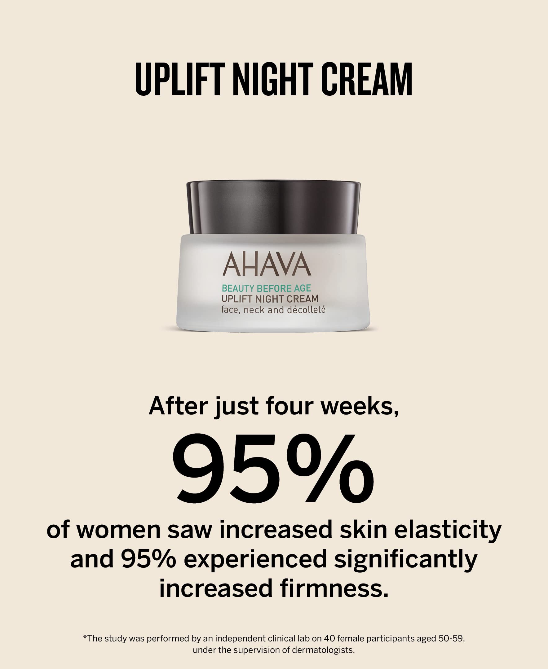 AHAVA Uplift Night Cream - Rich, Melting Night Cream to Lift, Firm & Tighten Skin, Anti-Aging Effect by Reducing Deep Wrinkles, Enriched with Exclusive Osmoter, Tripeptide 38 & Shea Butter, 1.7 Fl.Oz