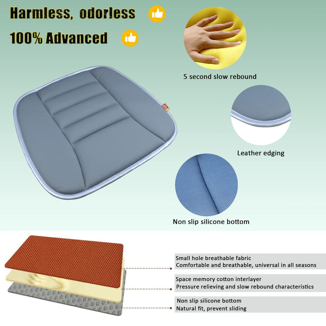 RaoRanDang Car Seat Cushion Pad for Driving Seat Cushions for Office Chairs/Truck Memory Foam Seat Cushion Comfortable and Durable, Gray