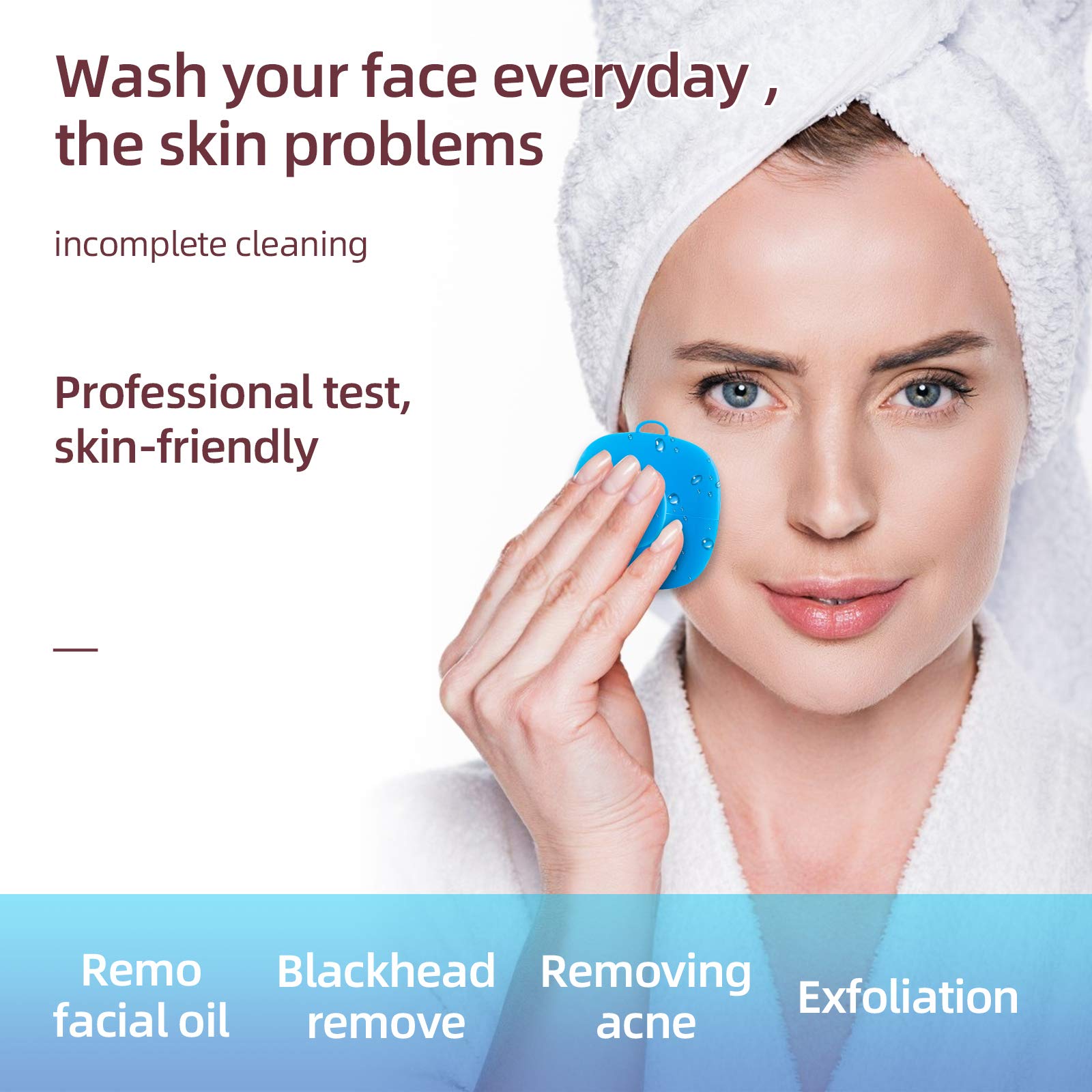 Facial Cleansing Brush Silicone, Face Wash Brush Manual Waterproof, Cleansing Skin Care Face Brushes for Cleansing and Exfoliating (black)