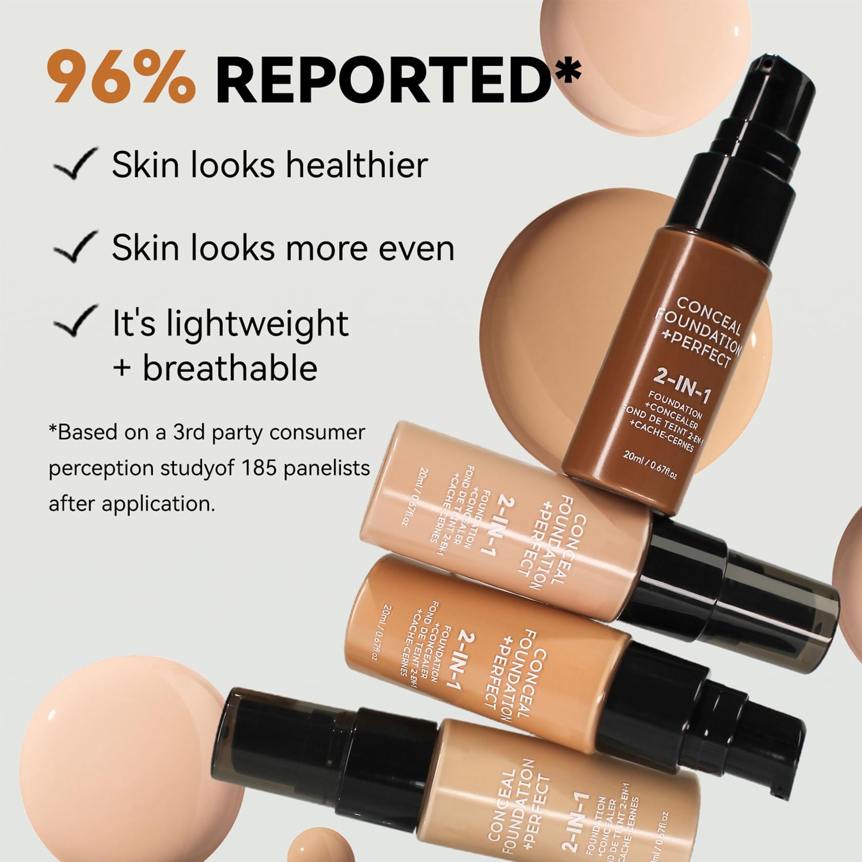 QIUFSSE Concealer Full Coverage Foundation for Mature Skin,Oil Control Matte 2 in 1 Concealer liquid Foundation Makeup Waterproof Base De Maquillaje Alta Cobertura-03 Warm Ivory