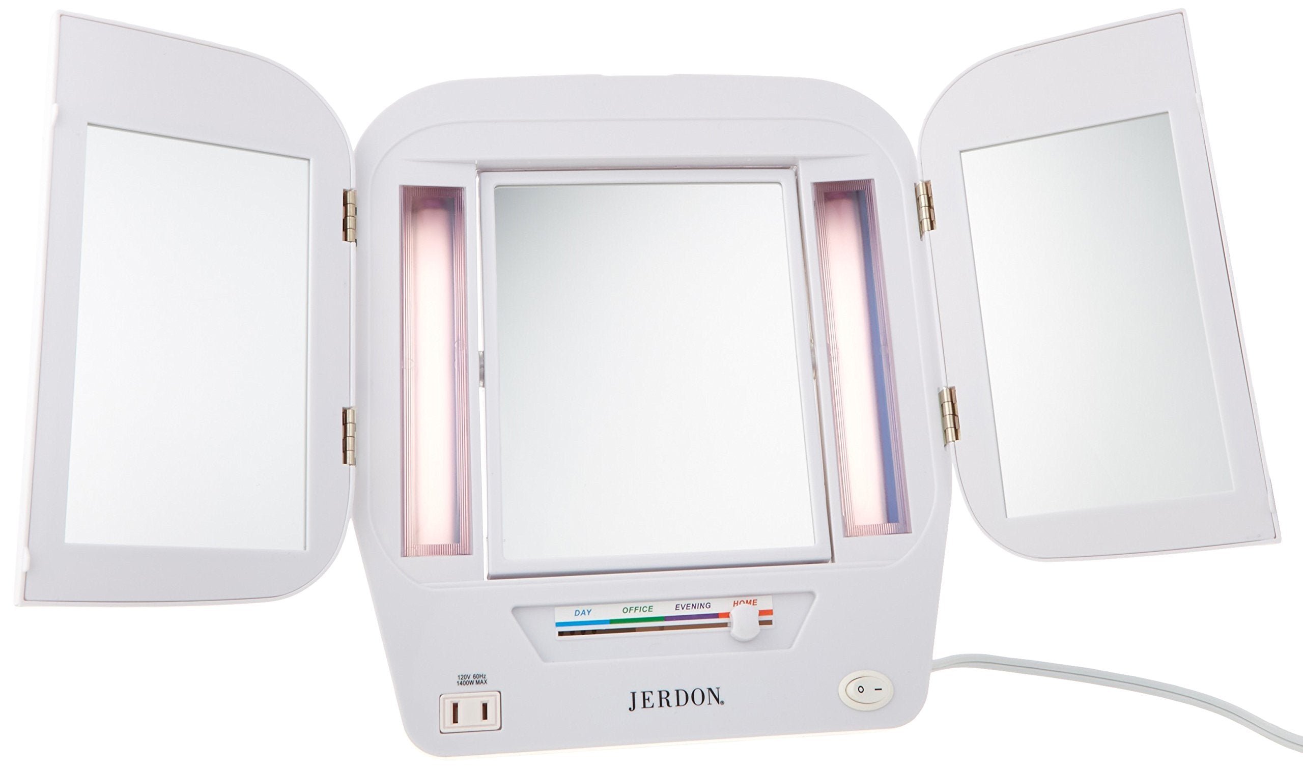 Jerdon JGL10W Lighted Makeup Mirror with 5X Magnification, White Finish, 11 x 3 x 12.5