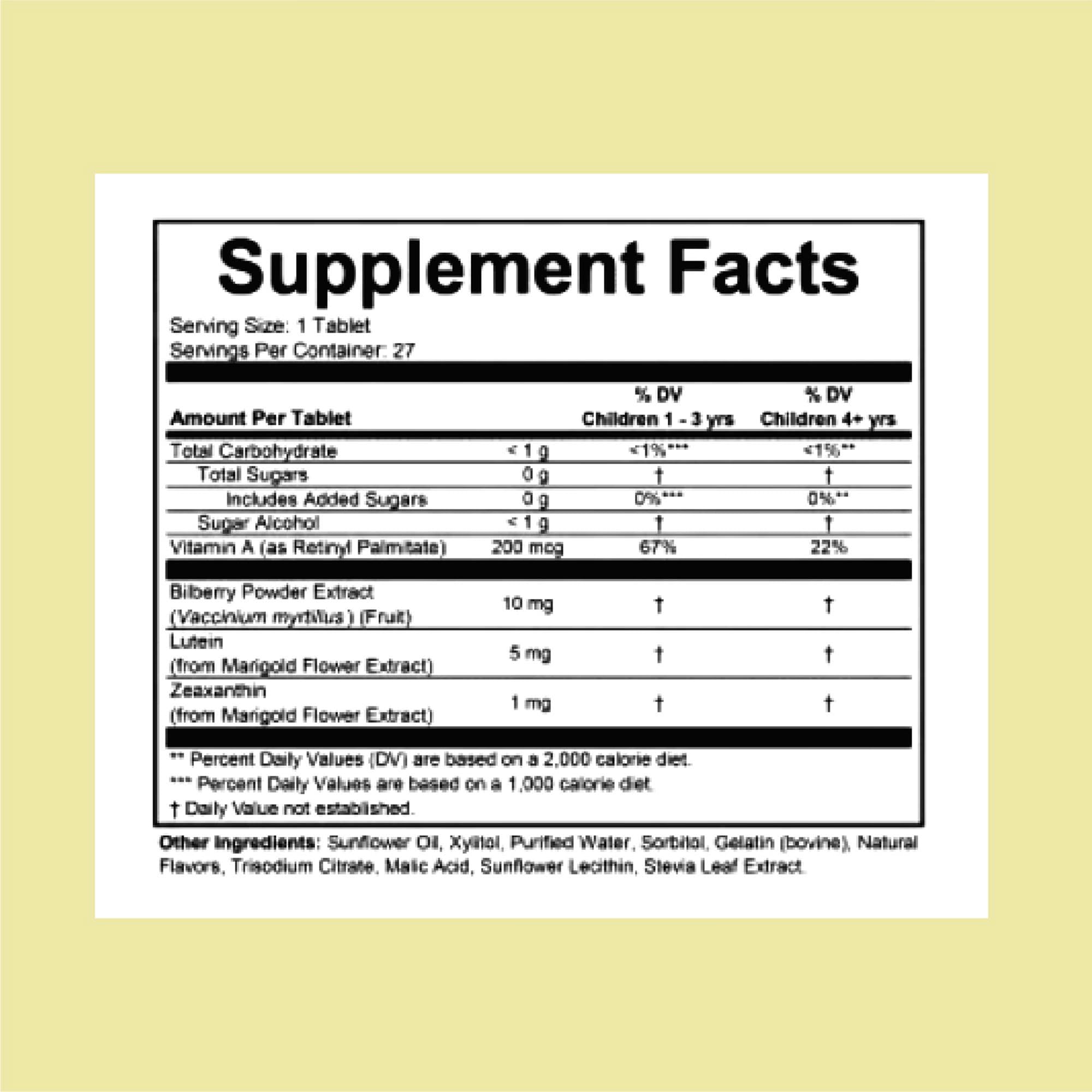 CHILDLIFE ESSENTIALS Healthy Vision SoftMelts - Eye Vitamins for Kids, Lutein Gummies, Lutein and Zeaxanthin Supplements, Eye Health Gummies, Lutein Children, Great Taste - Natural Berry, 27 Tablets