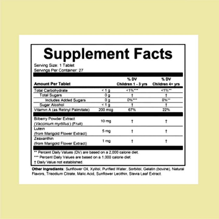 CHILDLIFE ESSENTIALS Healthy Vision SoftMelts - Eye Vitamins for Kids, Lutein Gummies, Lutein and Zeaxanthin Supplements, Eye Health Gummies, Lutein Children, Great Taste - Natural Berry, 27 Tablets