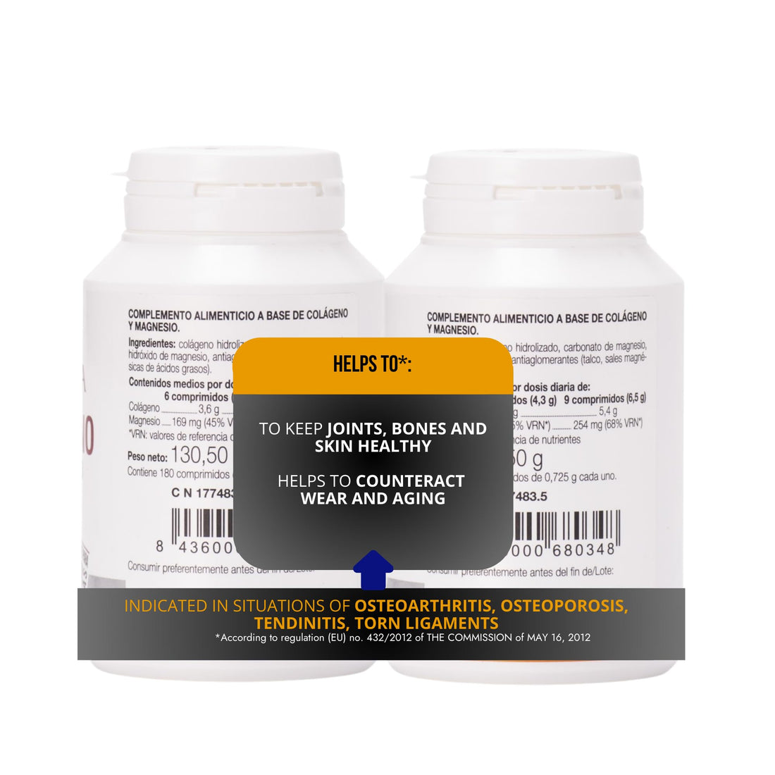 2 Pack - Ana Maria LaJusticia Collagen with Magnesium - 180 Tablets. Skin Rejuvenation, Nervous System Support, Bone and Teeth Health