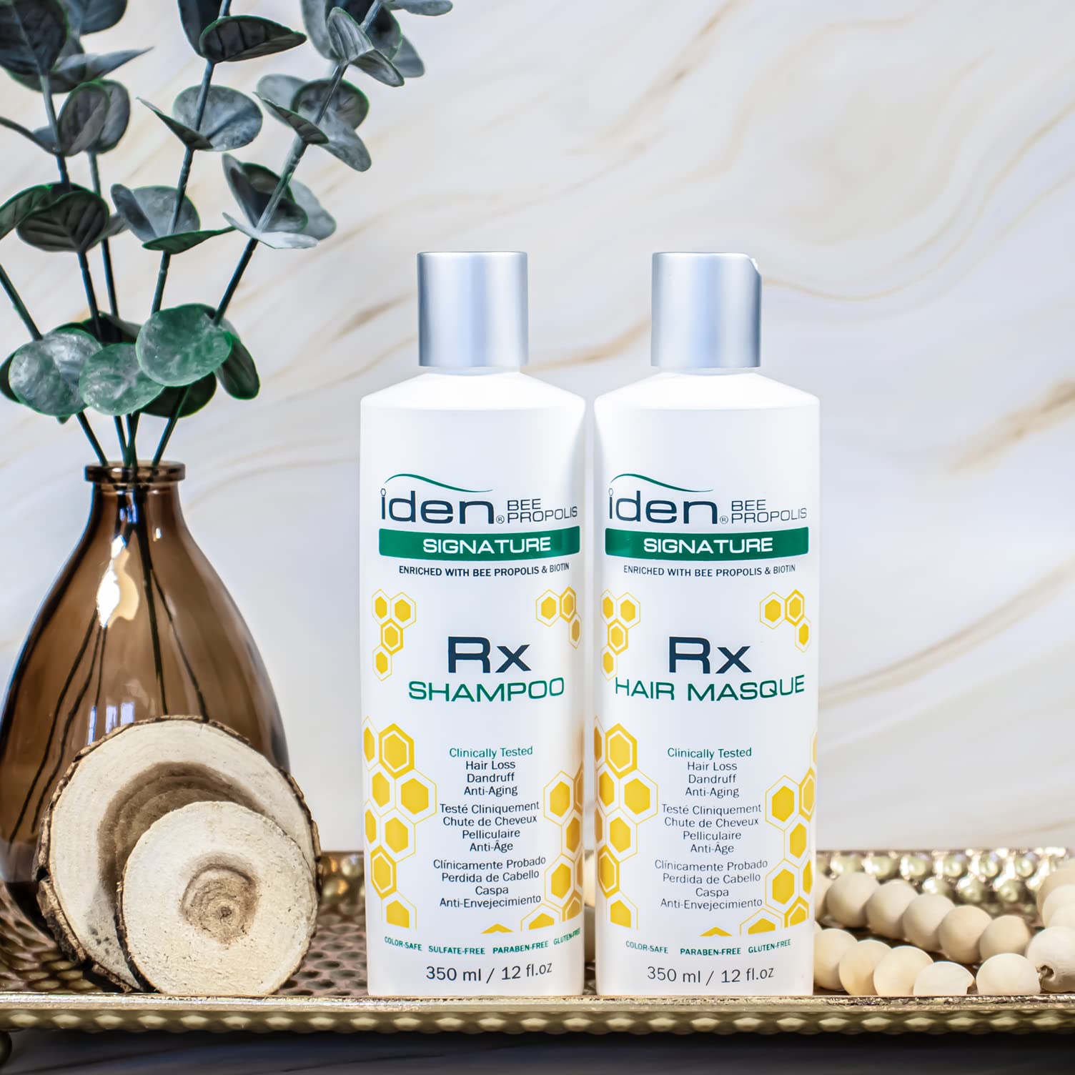 Iden Bee Propolis Signature Rx Shampoo With Saw Palmetto For Reducing Hair Loss and Dandruff (350 ml / 12 fl.oz)