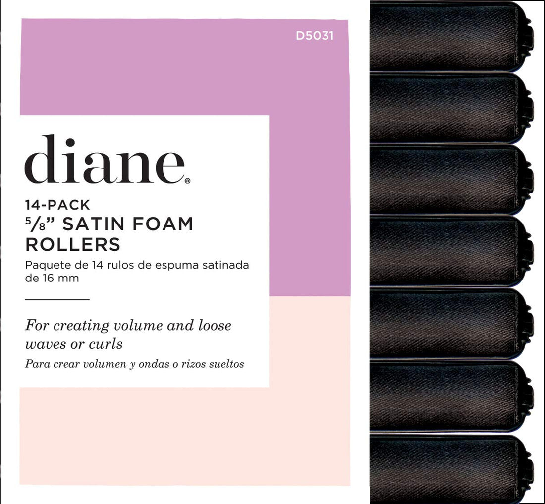 5/8 Inch : Diane Satin Foam Rollers, Black 5/8-Inches(14/pack)