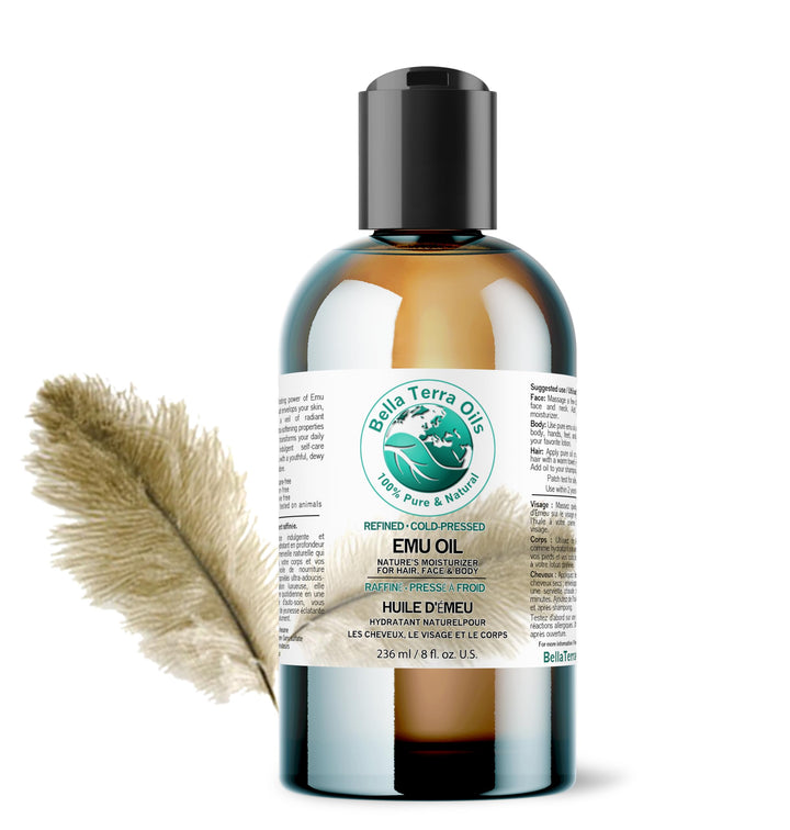 Bella Terra Oils - Emu Oil 8 oz - Australian Legacy, Famed for Omega-3, Omega-6 & Omega-9, The Natural Secret to Radiant Skin