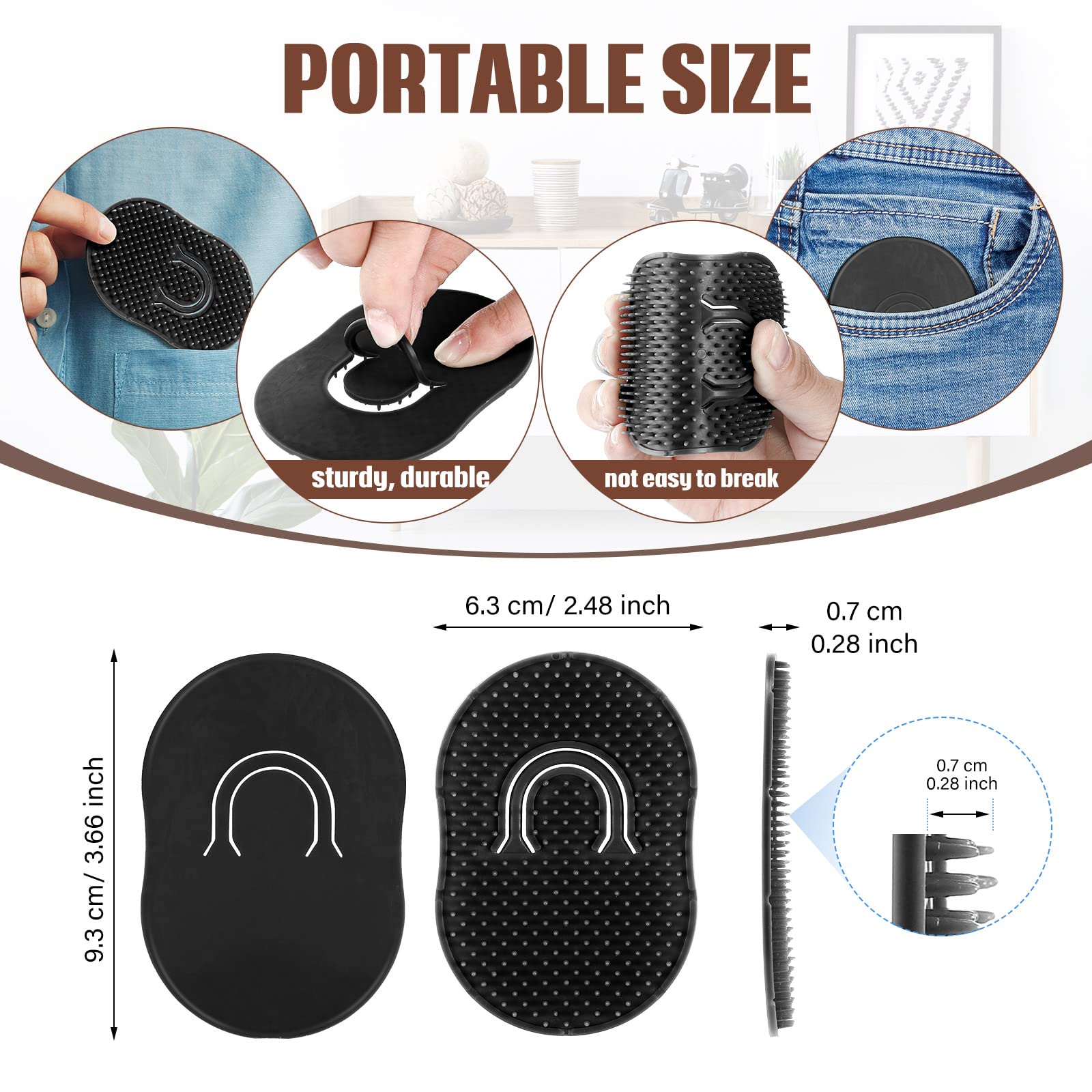 Boao 12 Packs Men's Hand Combs with Portable Soft Scalp Massage Brush for Hair, Travel, and Pets (Black)